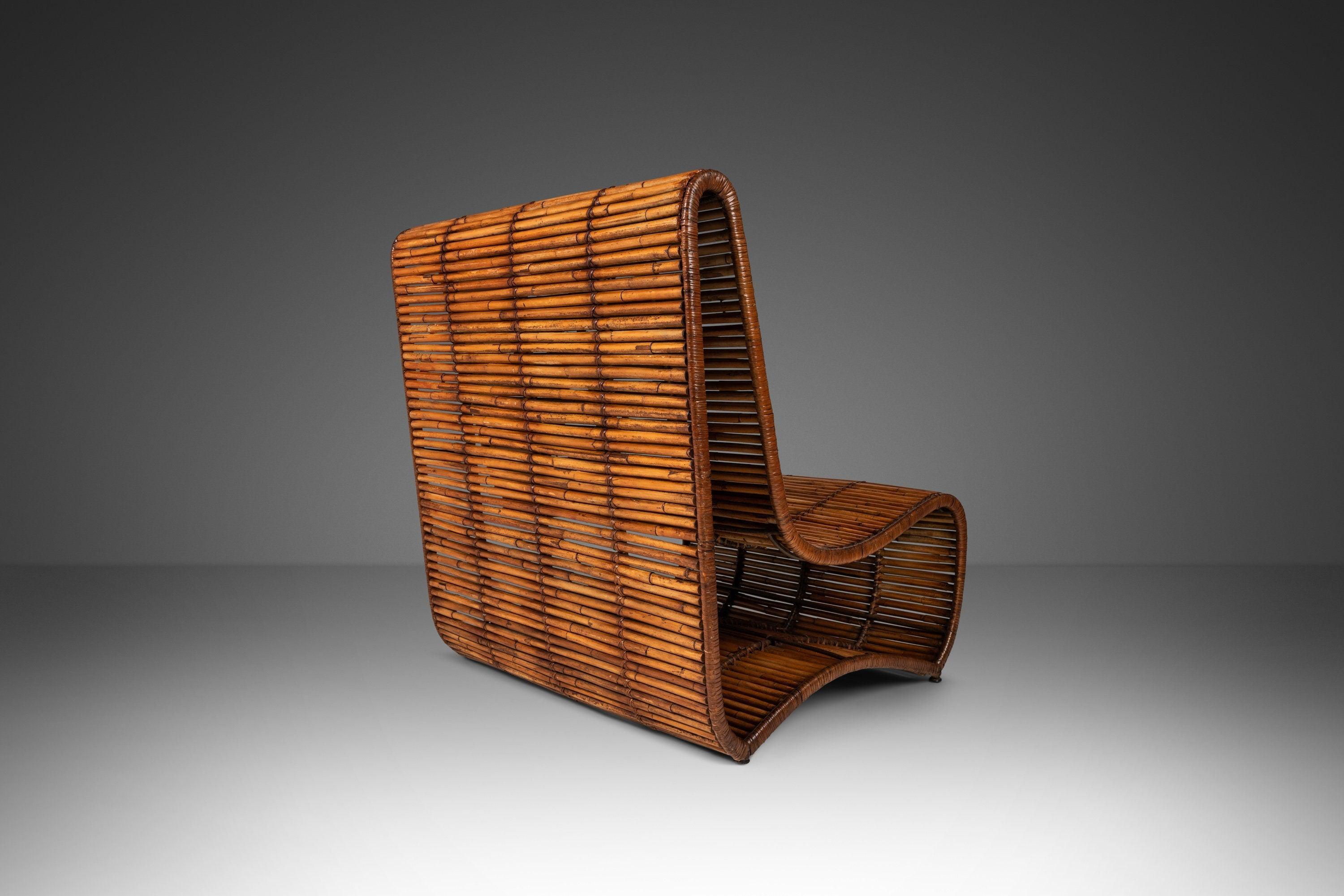 Mid-Century Modern „Wave“ Sessel ohne Armlehne aus Bambus von Danny Ho Fong im Angebot 3