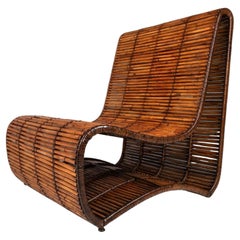 Mid-Century Modern "Wave" Slipper Lounge Chair in Bamboo by Danny Ho Fong