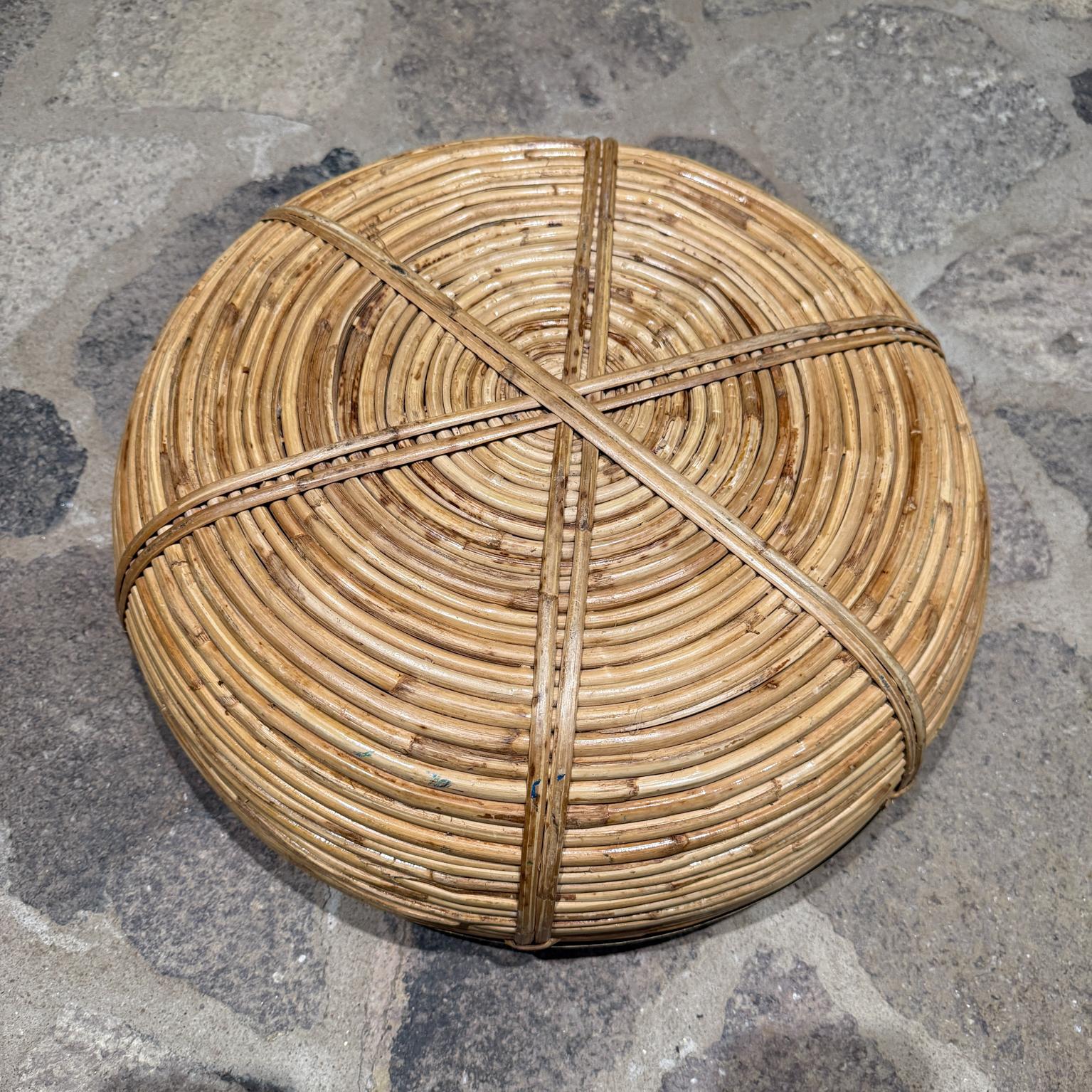 Mid Century Modern Weaved Basket Brass Rattan Gabriella Crespi For Sale 2