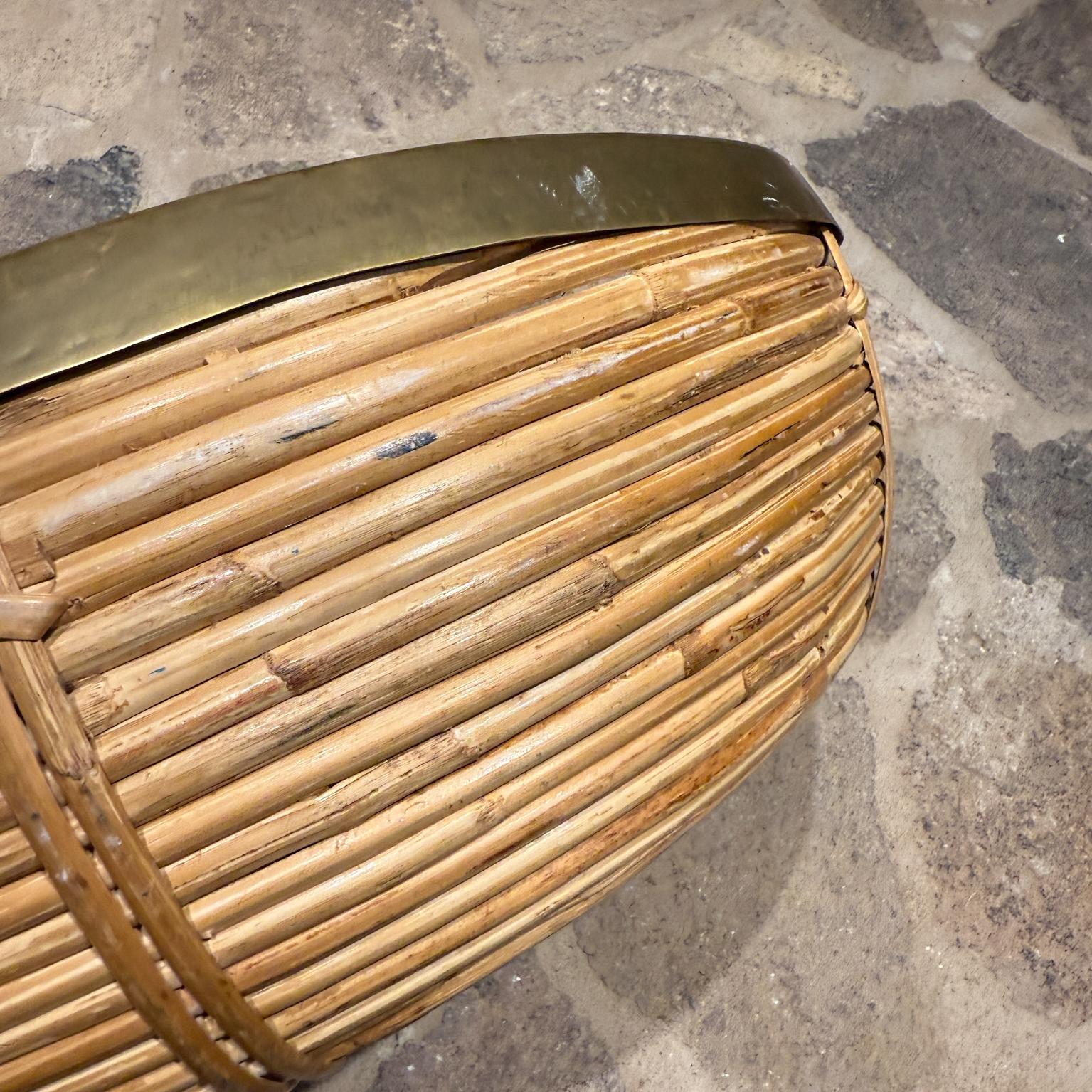 Mid Century Modern Weaved Basket Brass Rattan Gabriella Crespi For Sale 3