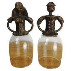 Mid-Century Modern Wedding Glasses, Bronze and Glass '50294'