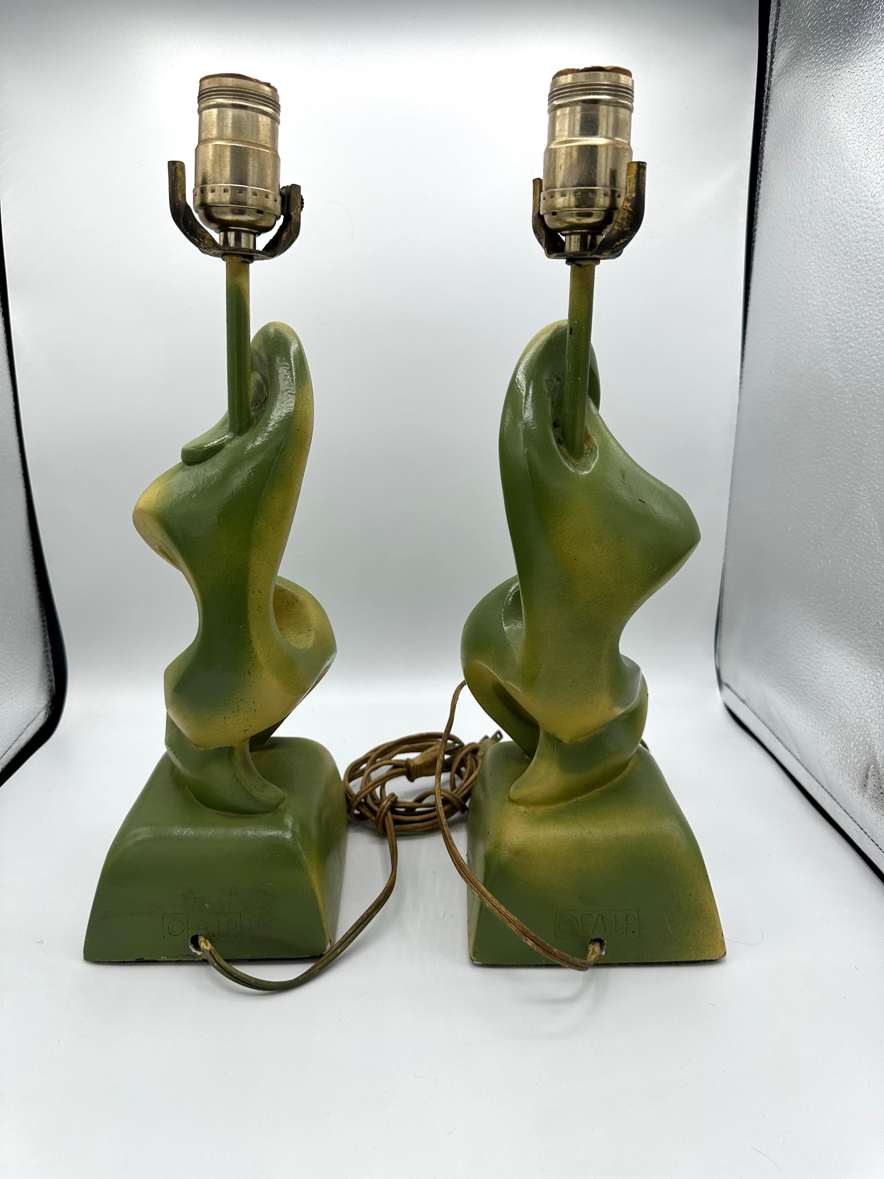 20th Century Mid Century Modern Weinberg Style Pair of Lamps by Faip For Sale