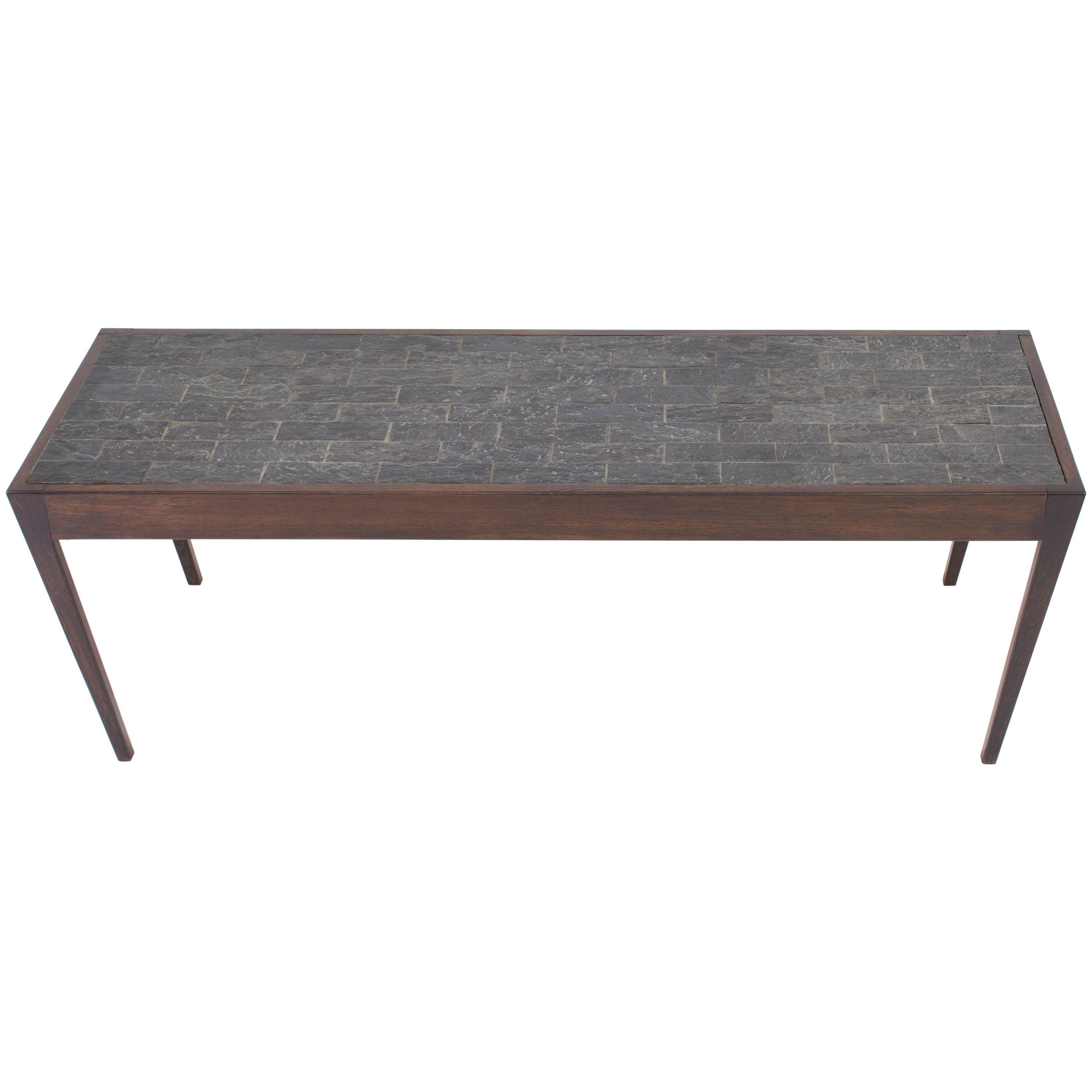 Mid Century Modern Wenge Coffee Table With Slate Top 1960s