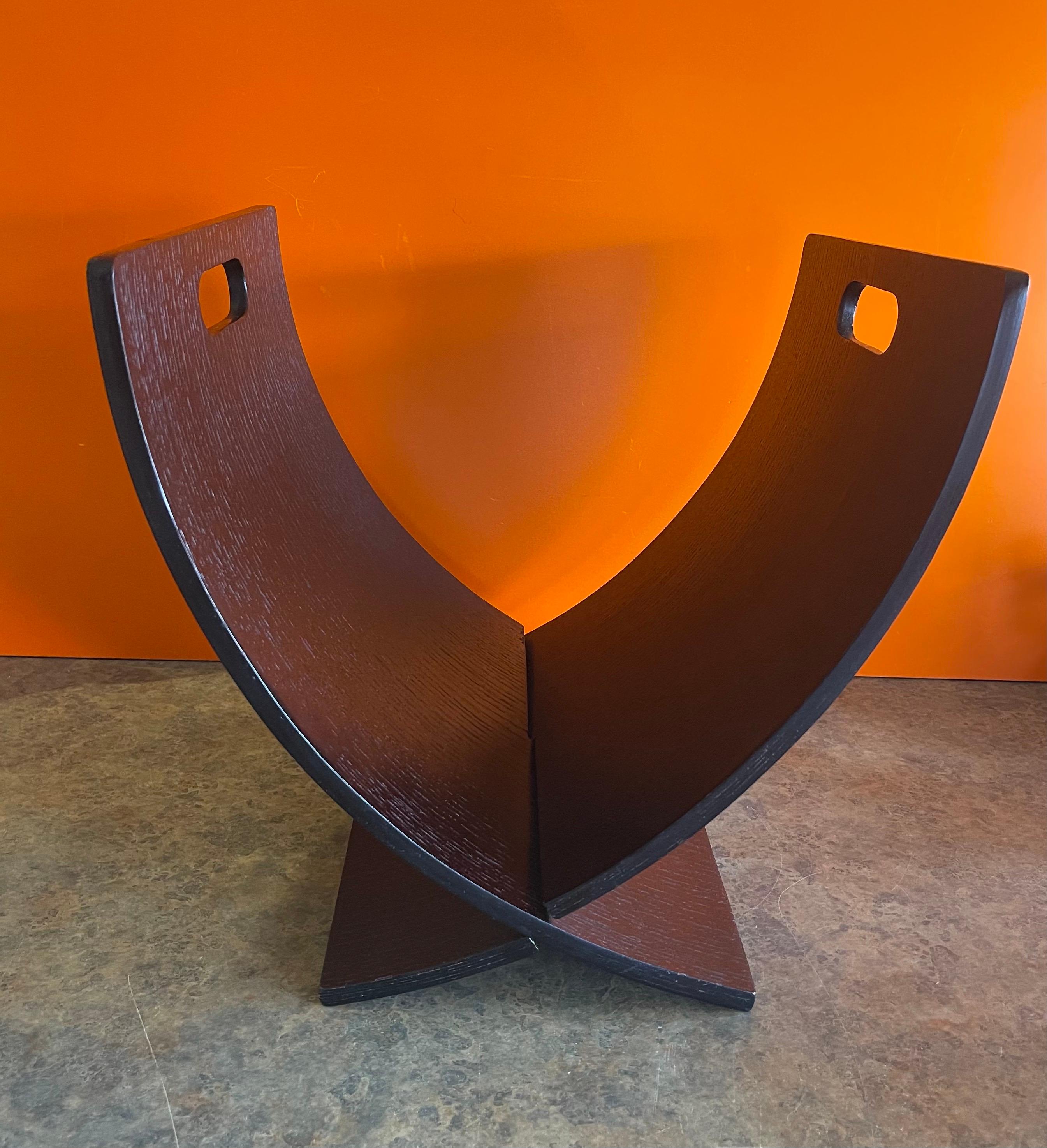 20th Century Mid-Century Modern Wenge Folding Magazine Rack For Sale