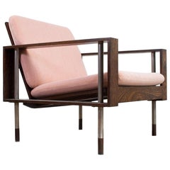 Mid-Century Modern Wenge Lounge Chair in Manner of Fristho, New Fabric, 1950s