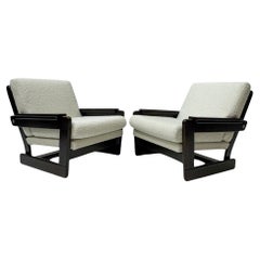 Mid-Century Modern Wenge Lounge Chairs with Bouclé Upholstery, 1970s