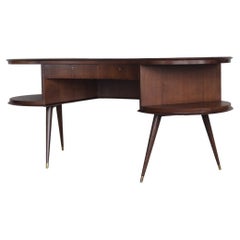 Rare Mid-Century Modern Wenge Wood Organic-Shaped Boomerang Custom Desk, 1960s