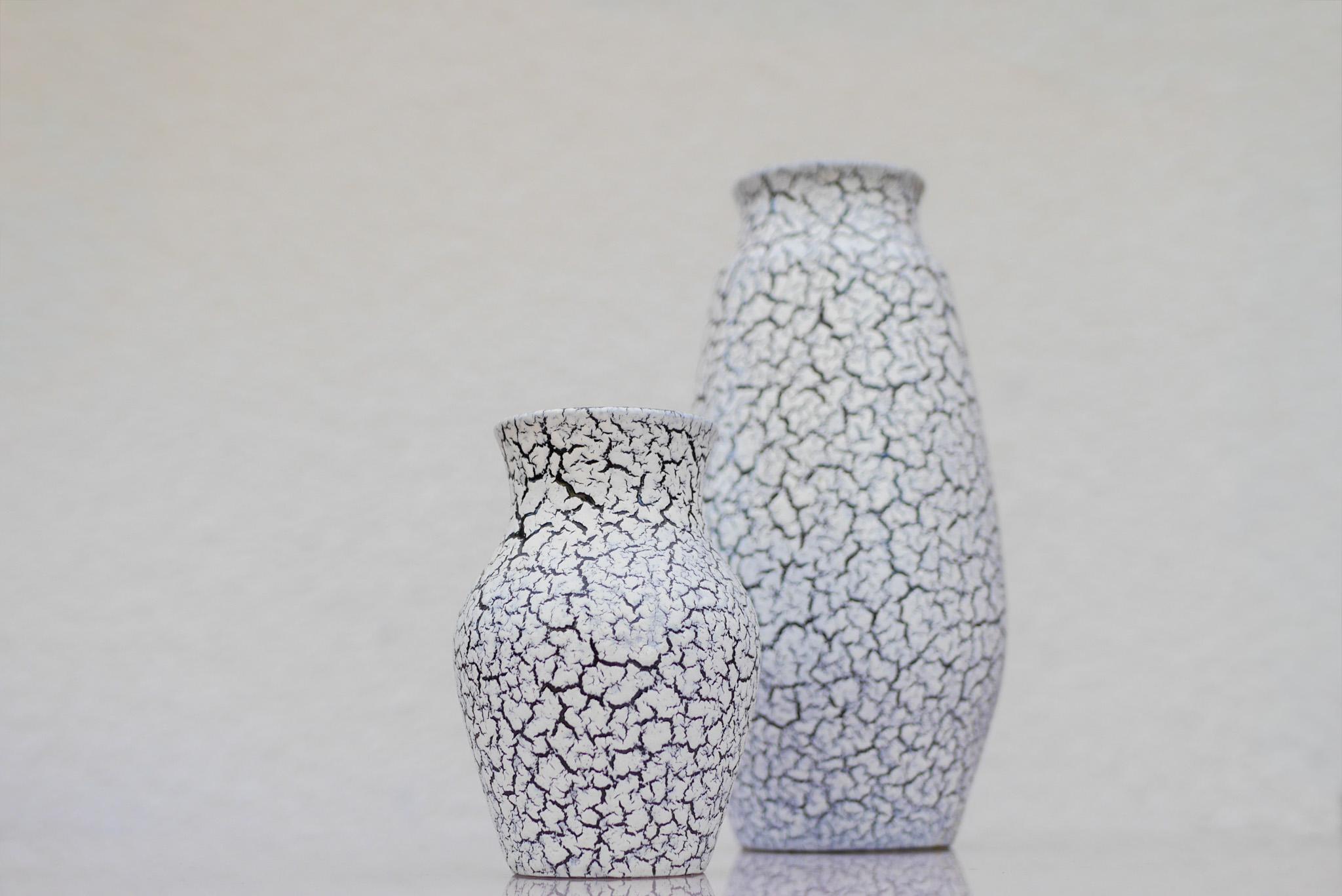Mid-century modern West German Craquele pottery vases by Jasba, 1970s For Sale 3