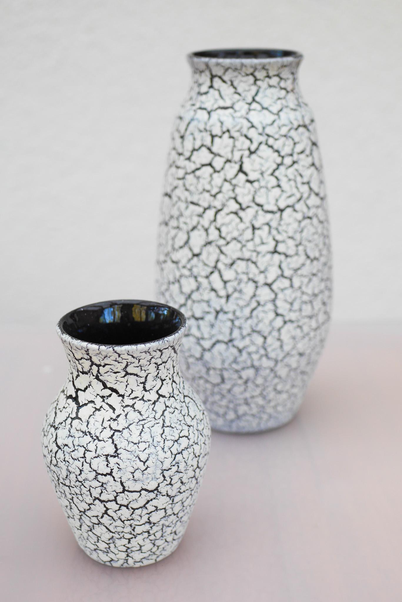 Mid-century modern West German Craquele pottery vases by Jasba, 1970s For Sale 5