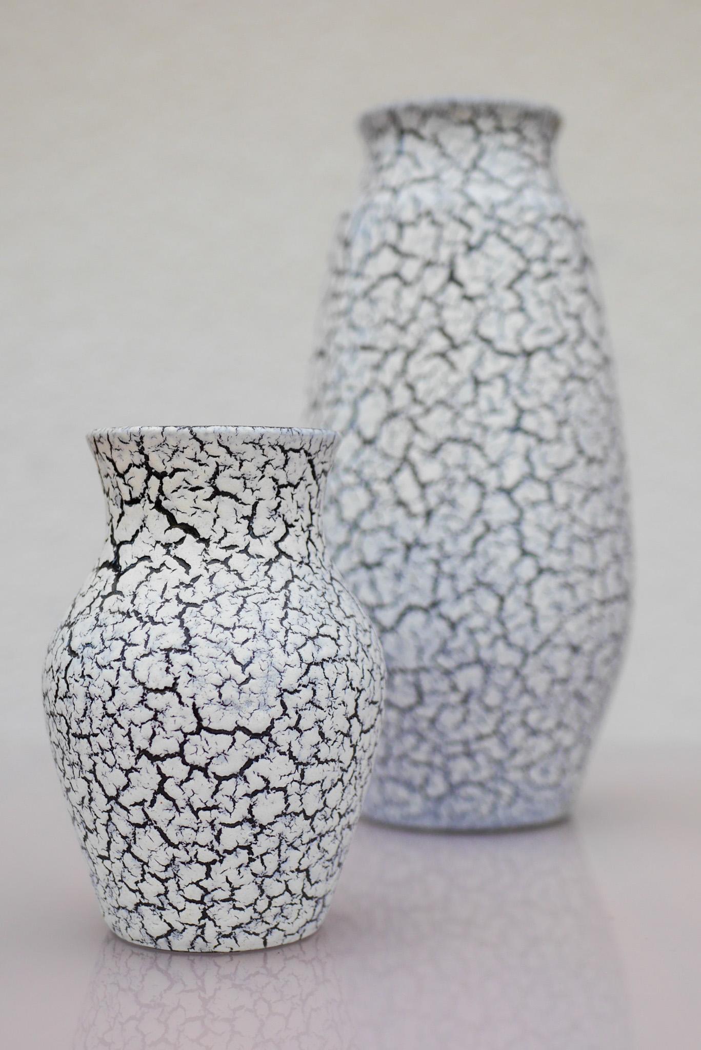 Mid-century modern West German Craquele pottery vases by Jasba, 1970s For Sale 7