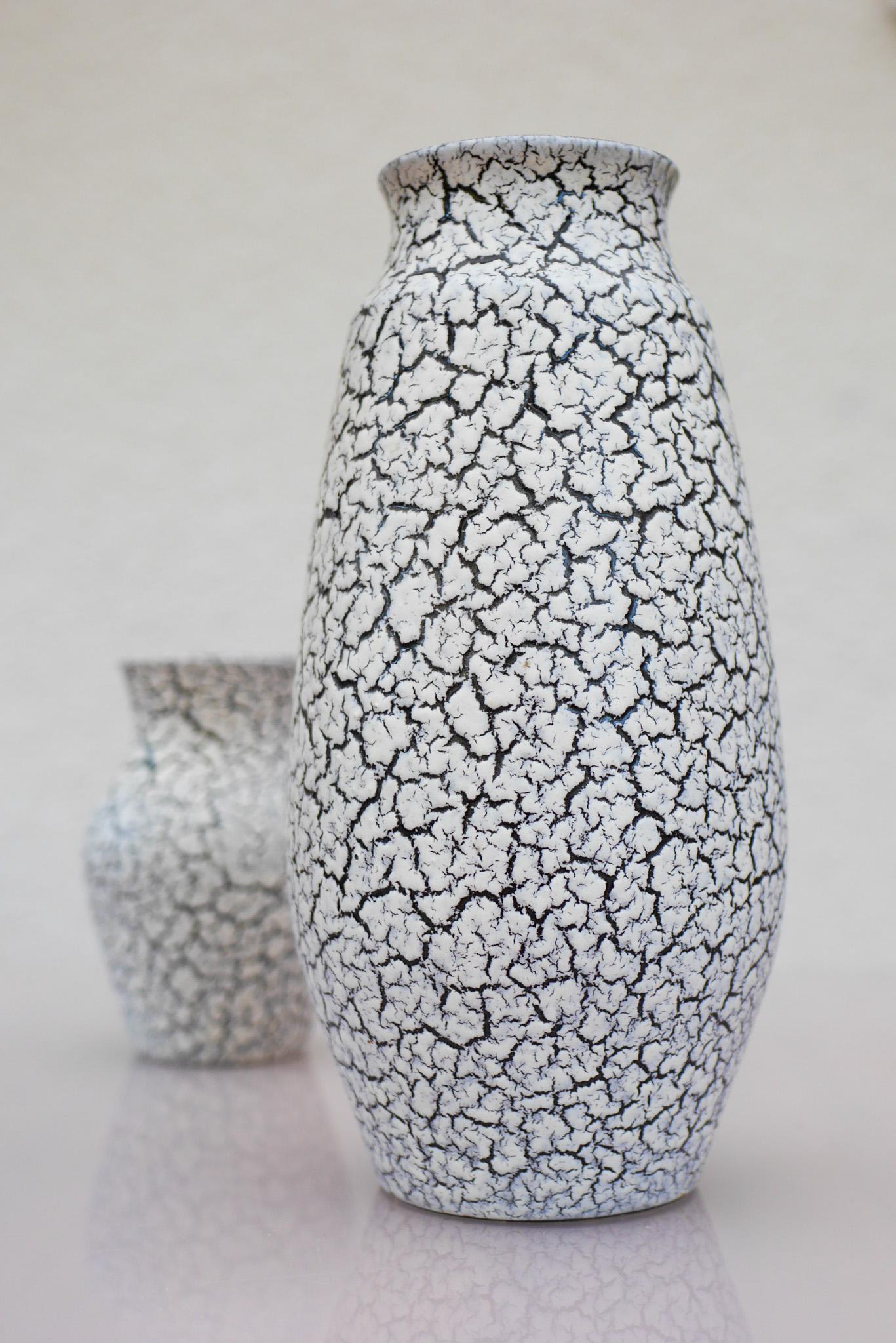 Mid-century modern West German Craquele pottery vases by Jasba, 1970s For Sale 8