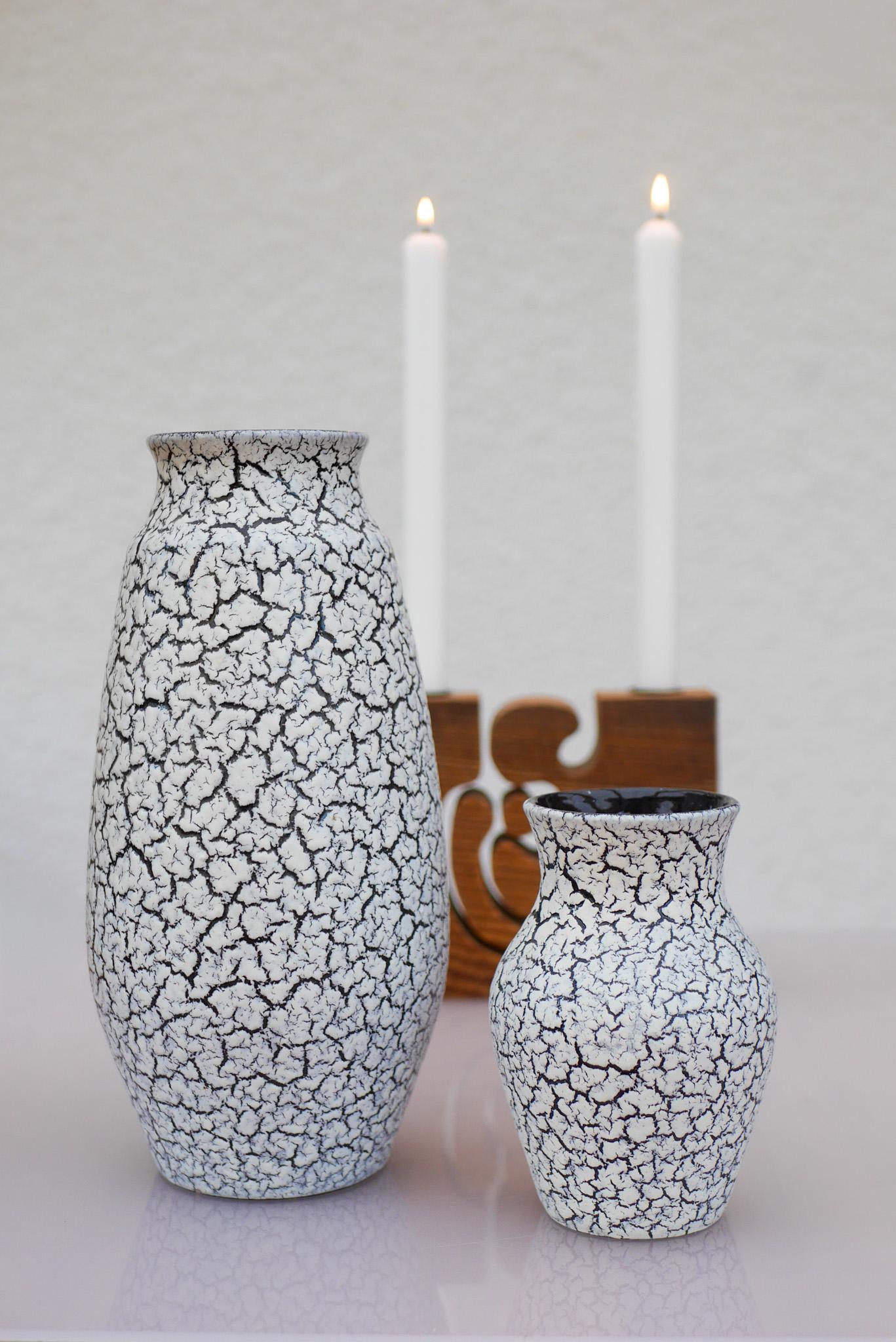 Mid-century modern West German Craquele pottery vases by Jasba, 1970s For Sale 9