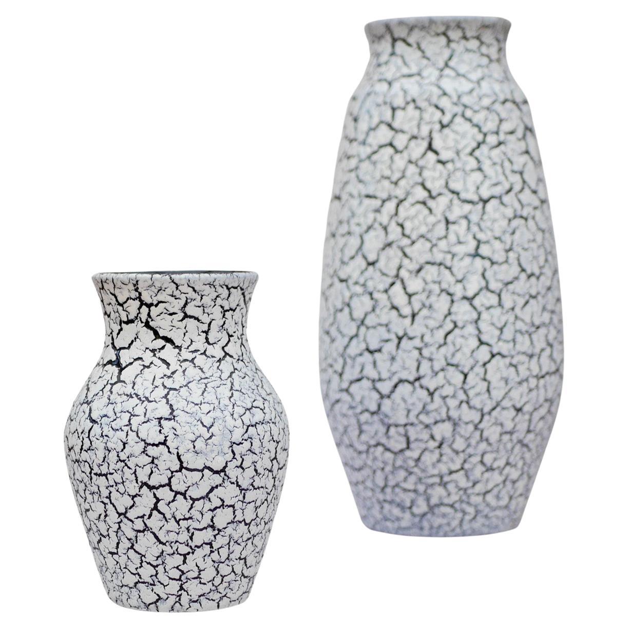 Mid-Century Modern Mid-century modern West German Craquele pottery vases by Jasba, 1970s For Sale