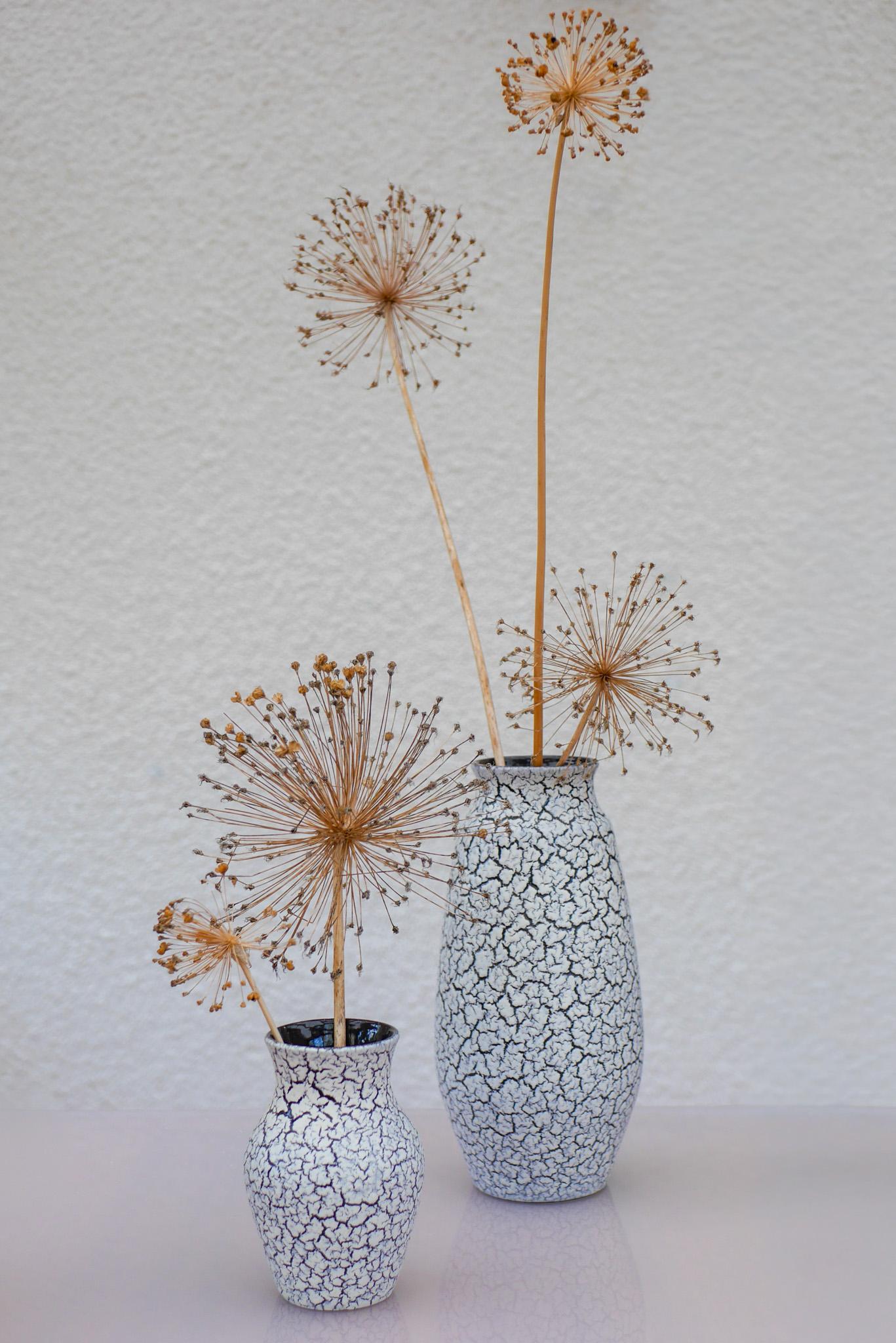 Glazed Mid-century modern West German Craquele pottery vases by Jasba, 1970s For Sale