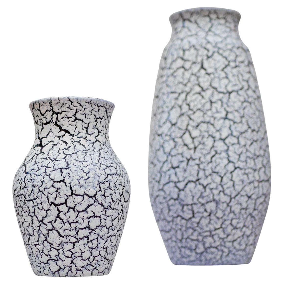 Mid-century modern West German Craquele pottery vases by Jasba, 1970s In Good Condition For Sale In Skarpnäck, SE