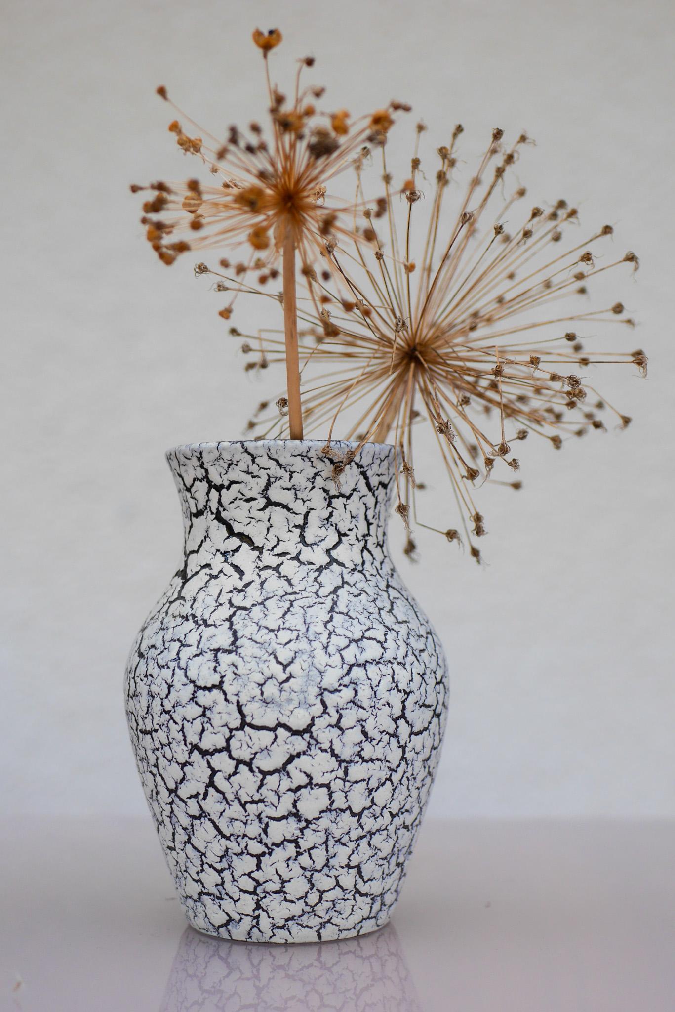 Late 20th Century Mid-century modern West German Craquele pottery vases by Jasba, 1970s For Sale