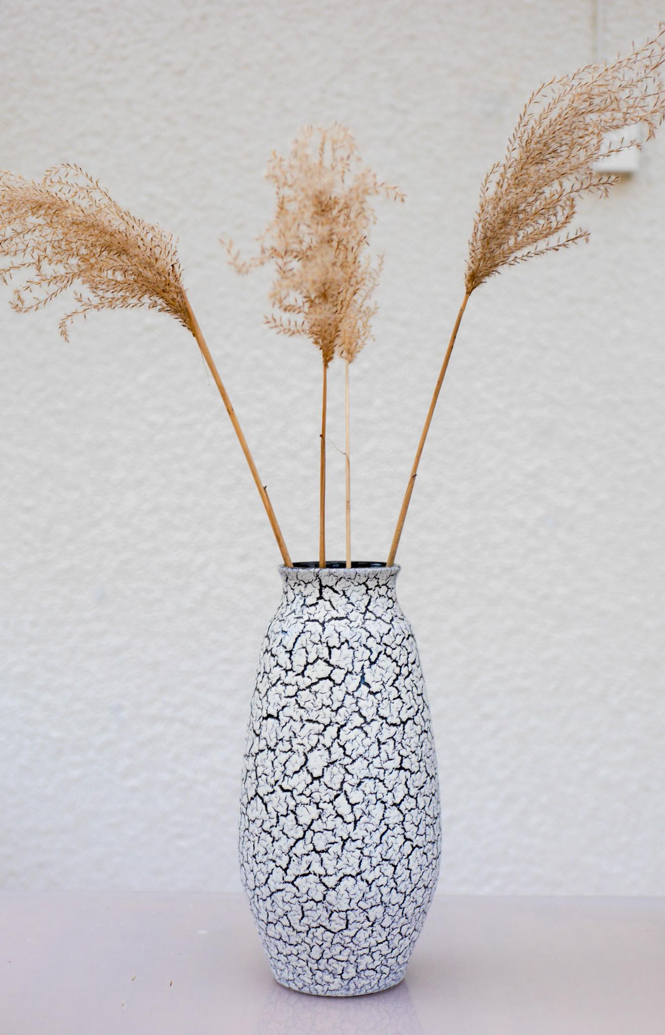 Ceramic Mid-century modern West German Craquele pottery vases by Jasba, 1970s For Sale