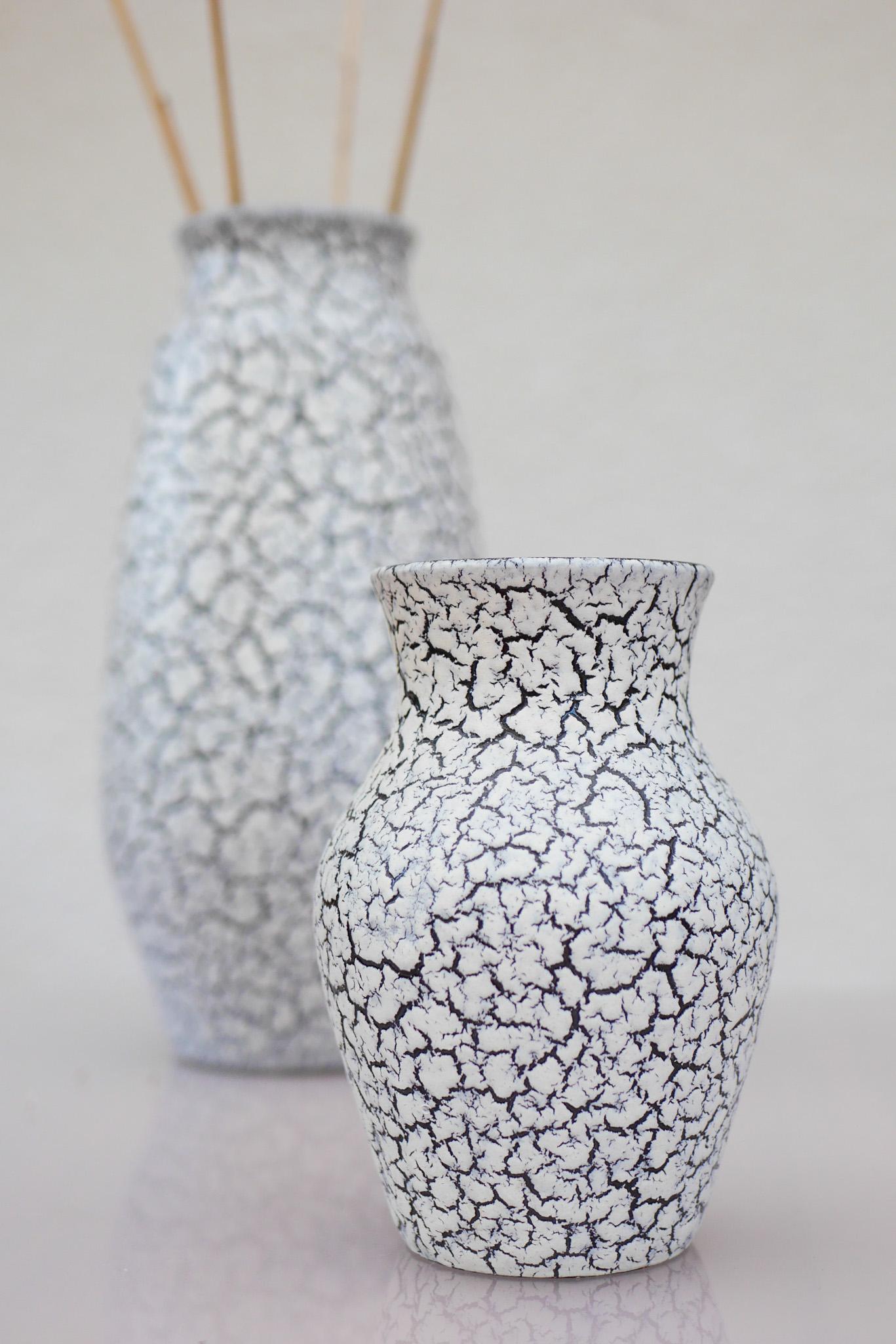 Mid-century modern West German Craquele pottery vases by Jasba, 1970s For Sale 1
