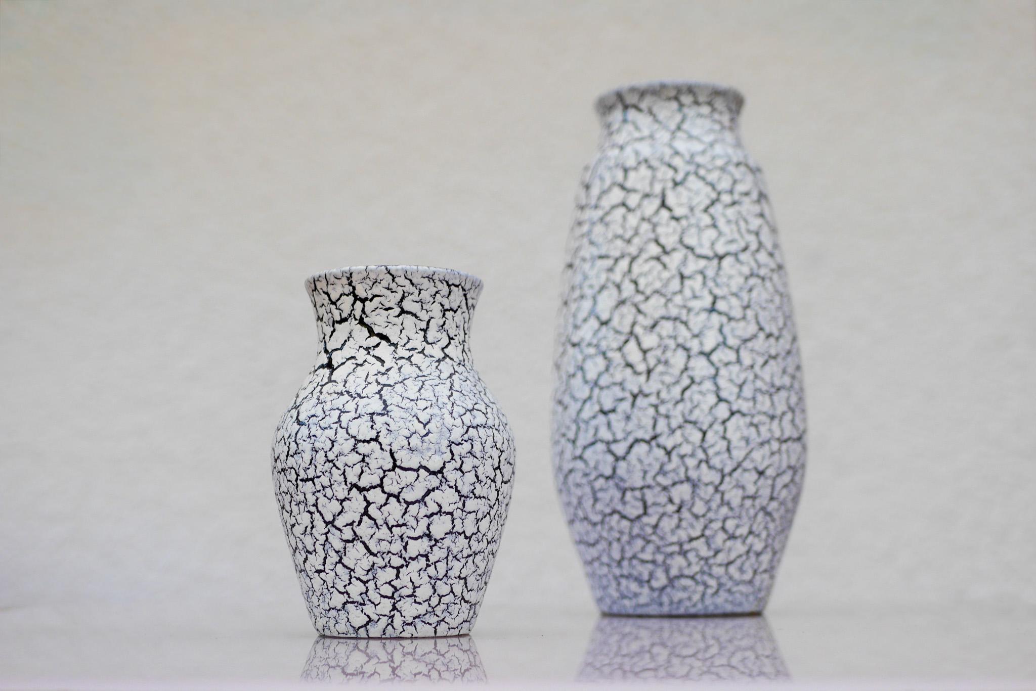 Mid-century modern West German Craquele pottery vases by Jasba, 1970s For Sale 2