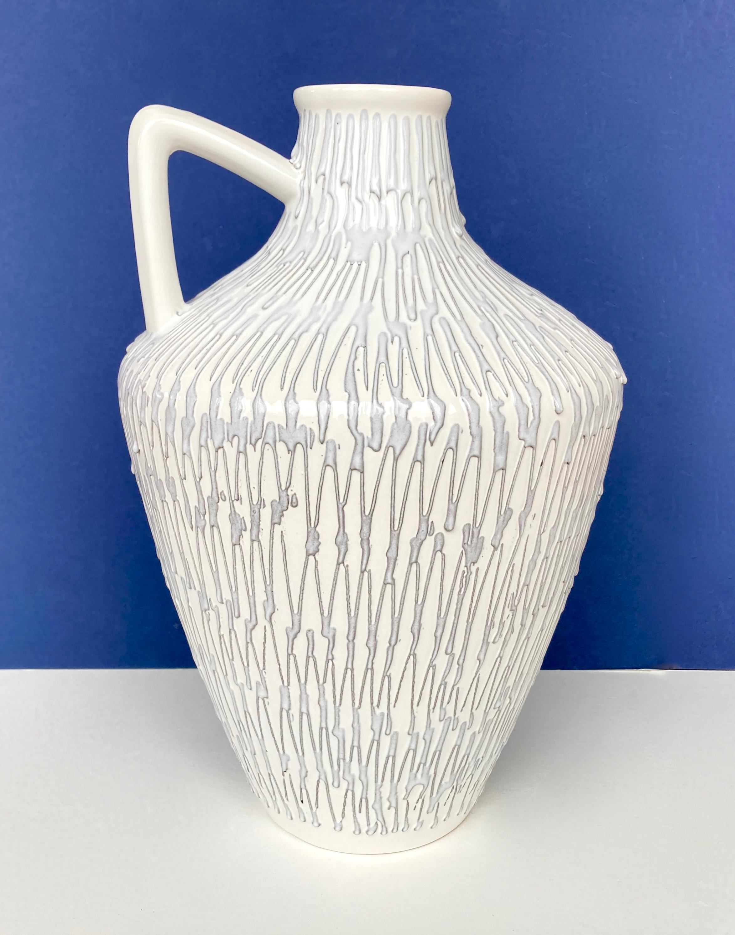Molded Mid-Century Modern West German Fat Lava Pottery Vase by Ilkra Edel Keramik For Sale