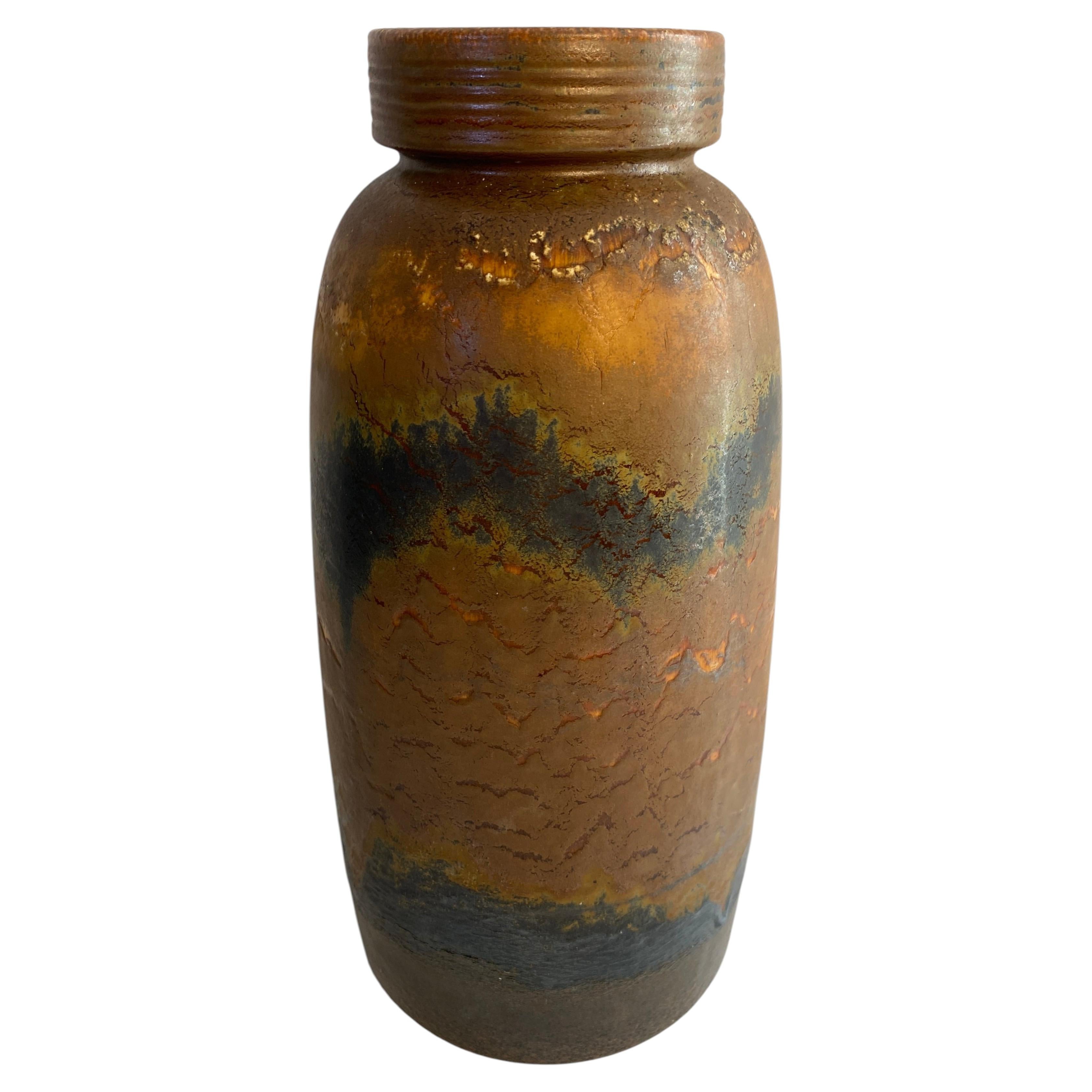 Mid-Century Modern West German Fat Lava Studio Pottery Vase, No. 553-38, Brown For Sale