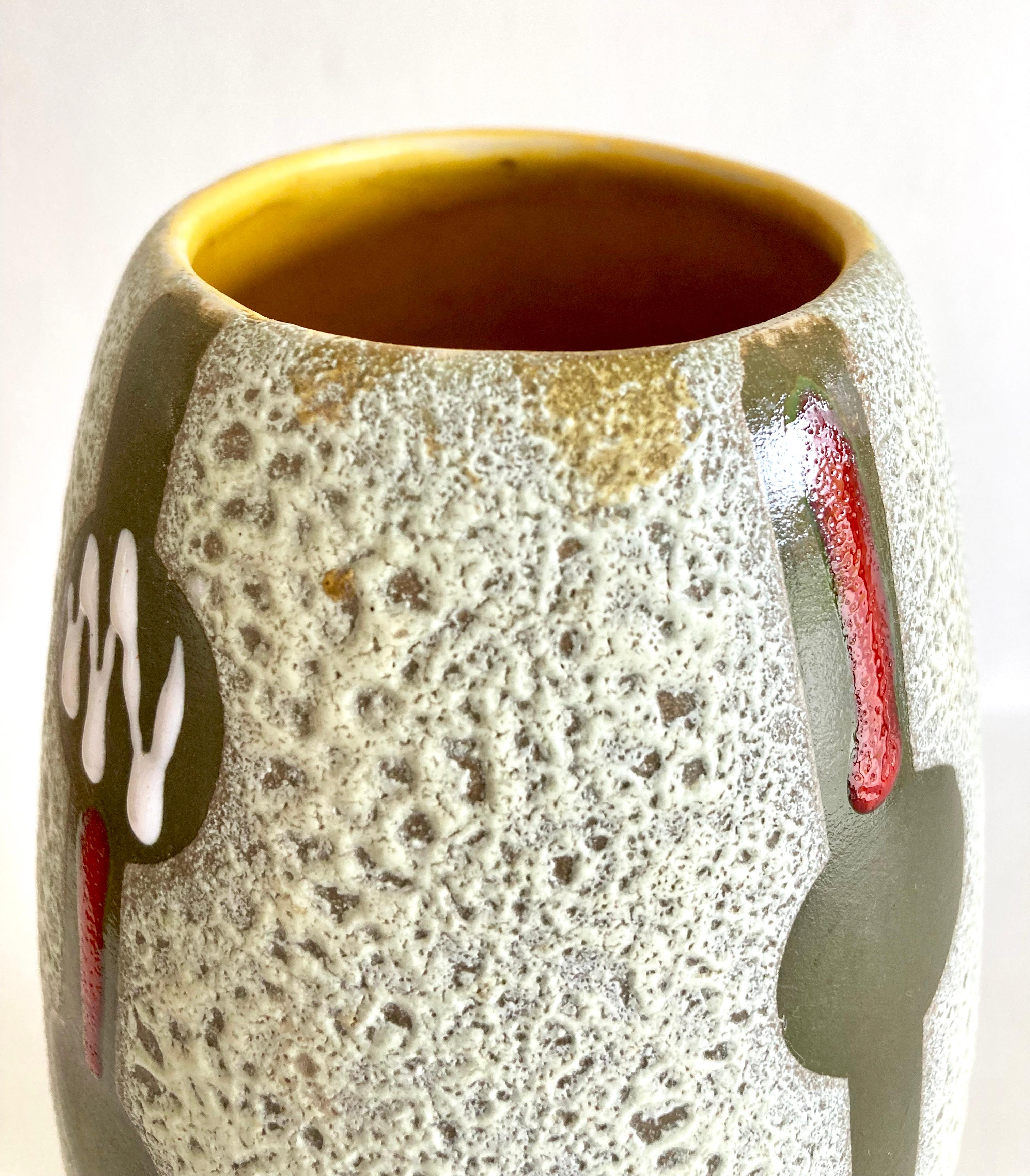 Mid-Century Modern West German Fat Lava Vase by Jasba Keramik For Sale 1