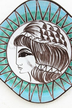 West German Ceramic Wall Plate with Greek Goddess Design, 1950s