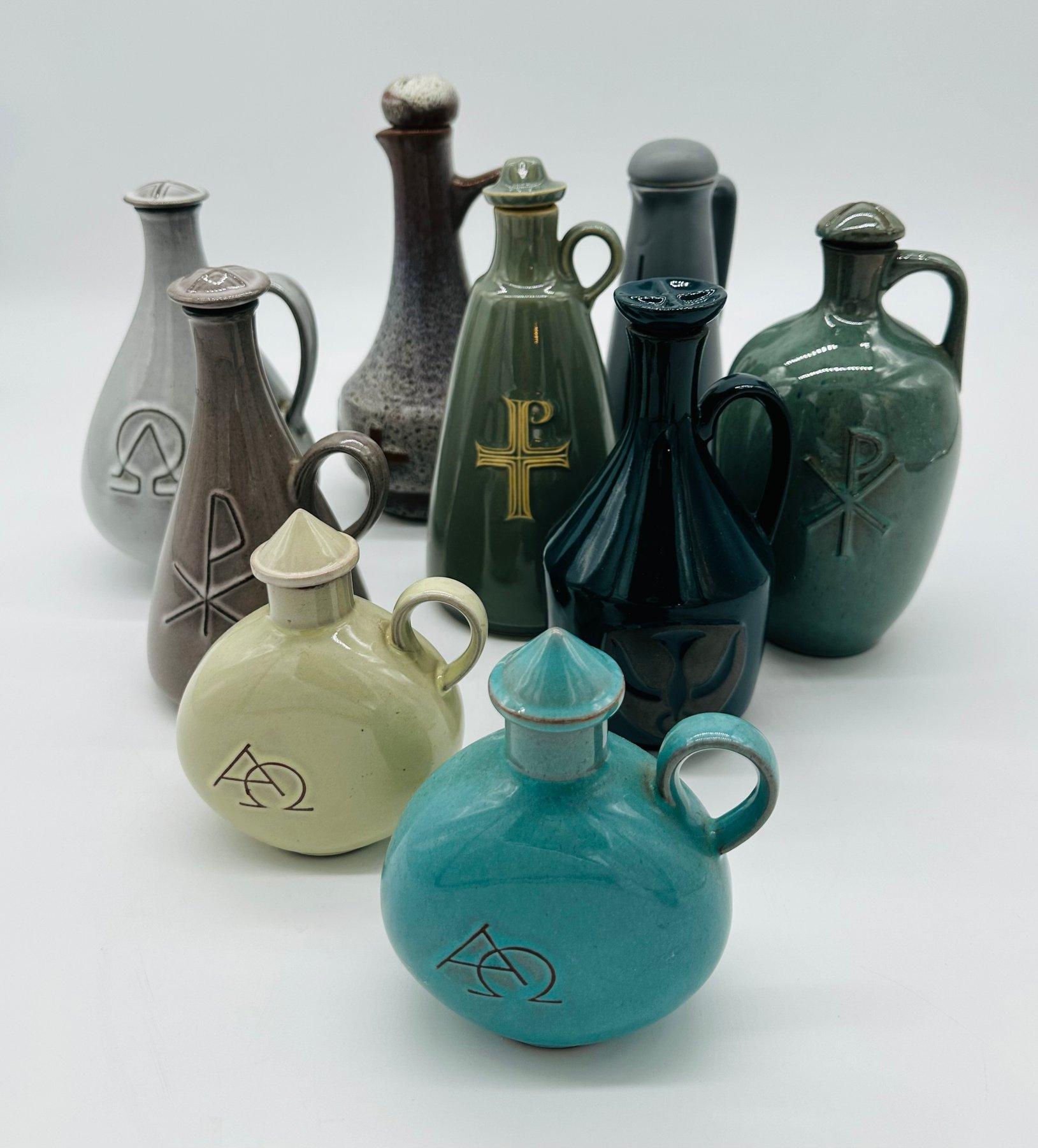 Vaschette per l'acqua santa della Germania Occidentale moderna di metà secolo, Laach, Ulmer, Set di 9 in vendita 4