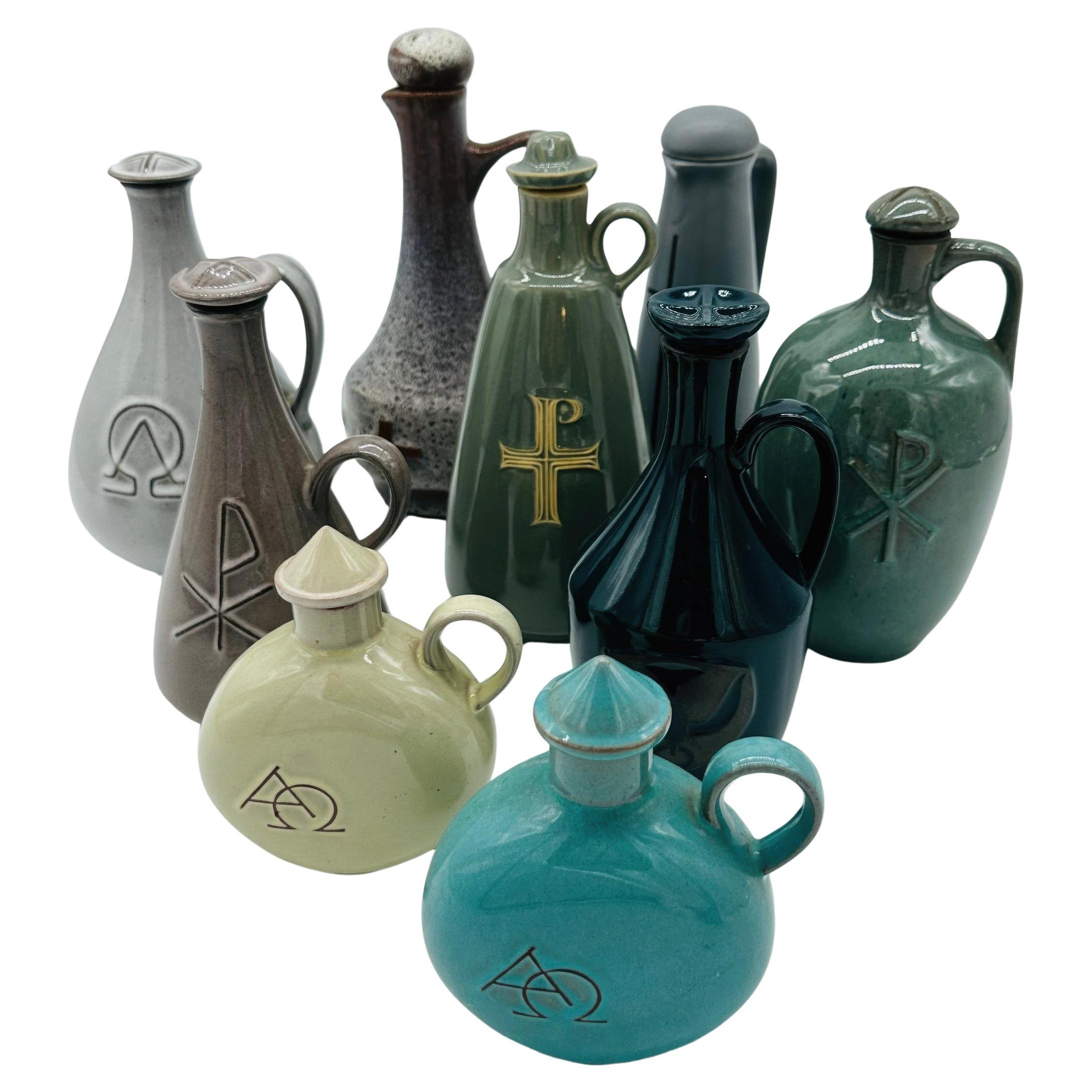 Vasijas de agua bendita de la Alemania Occidental moderna de mediados de siglo, Laach, Ulmer, Lote de 9 en venta