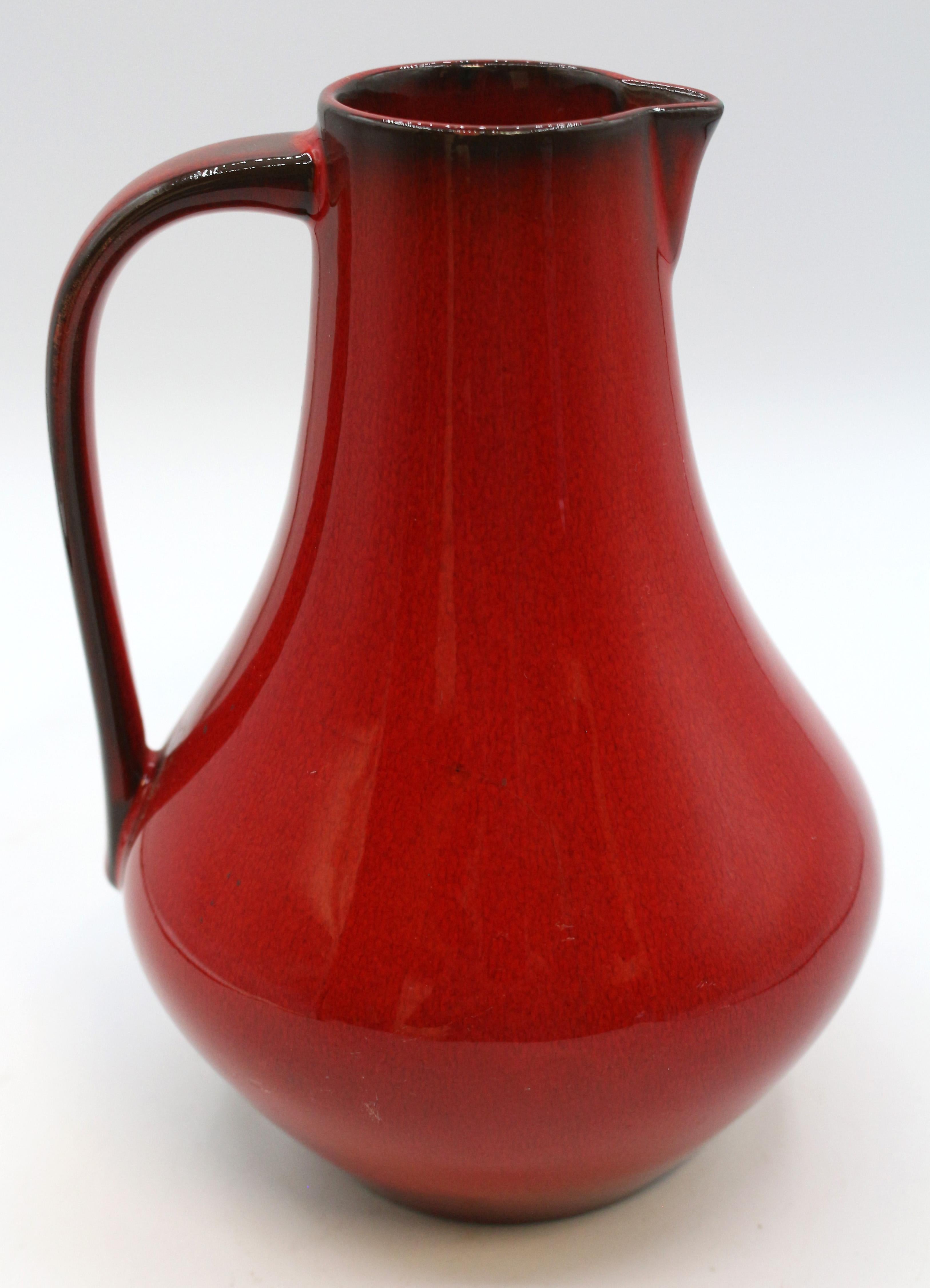 Mid-Century Modern West German Pottery Pitcher In Good Condition In Chapel Hill, NC