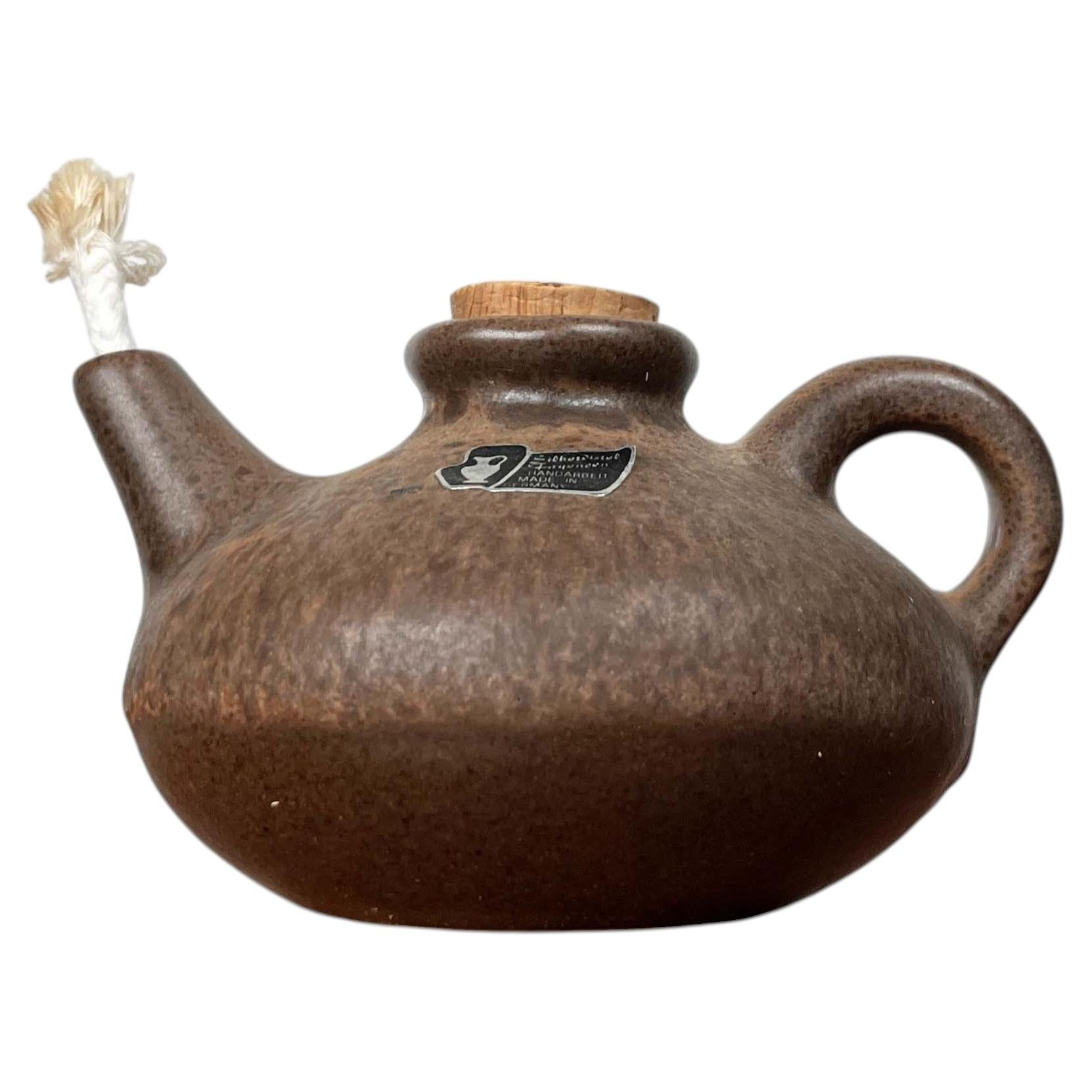 Mid-Century Modern West German Pottery WGP Oil Lamp from Silberdistel Keramik For Sale