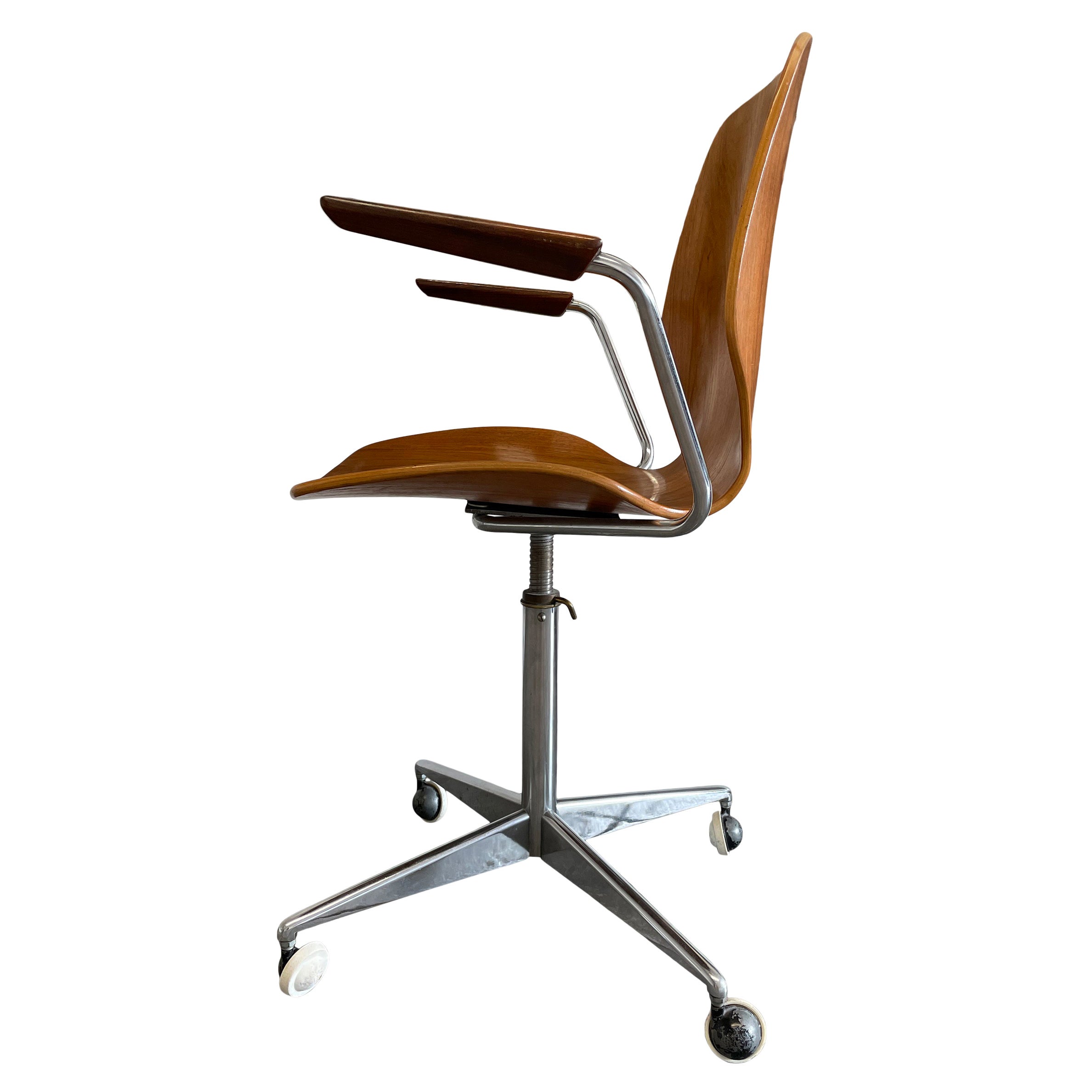 Mid-Century Modern Westnofa Teak Office Chair Minimalist Norway