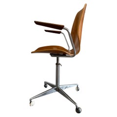 Mid-Century Modern Westnofa Teak Office Chair Minimalist Norway