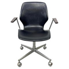 Retro Mid-Century Modern Westnofa Teak Office Desk Chair Minimalist Norway Black