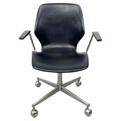 Fauteuil de bureau Westnofa en teck noir norvégien minimaliste, moderne du milieu du siècle dernier