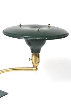 Mid-Century Modern Wheeler Sight Light Green Swing Arm Desk Lamp Flying Saucer