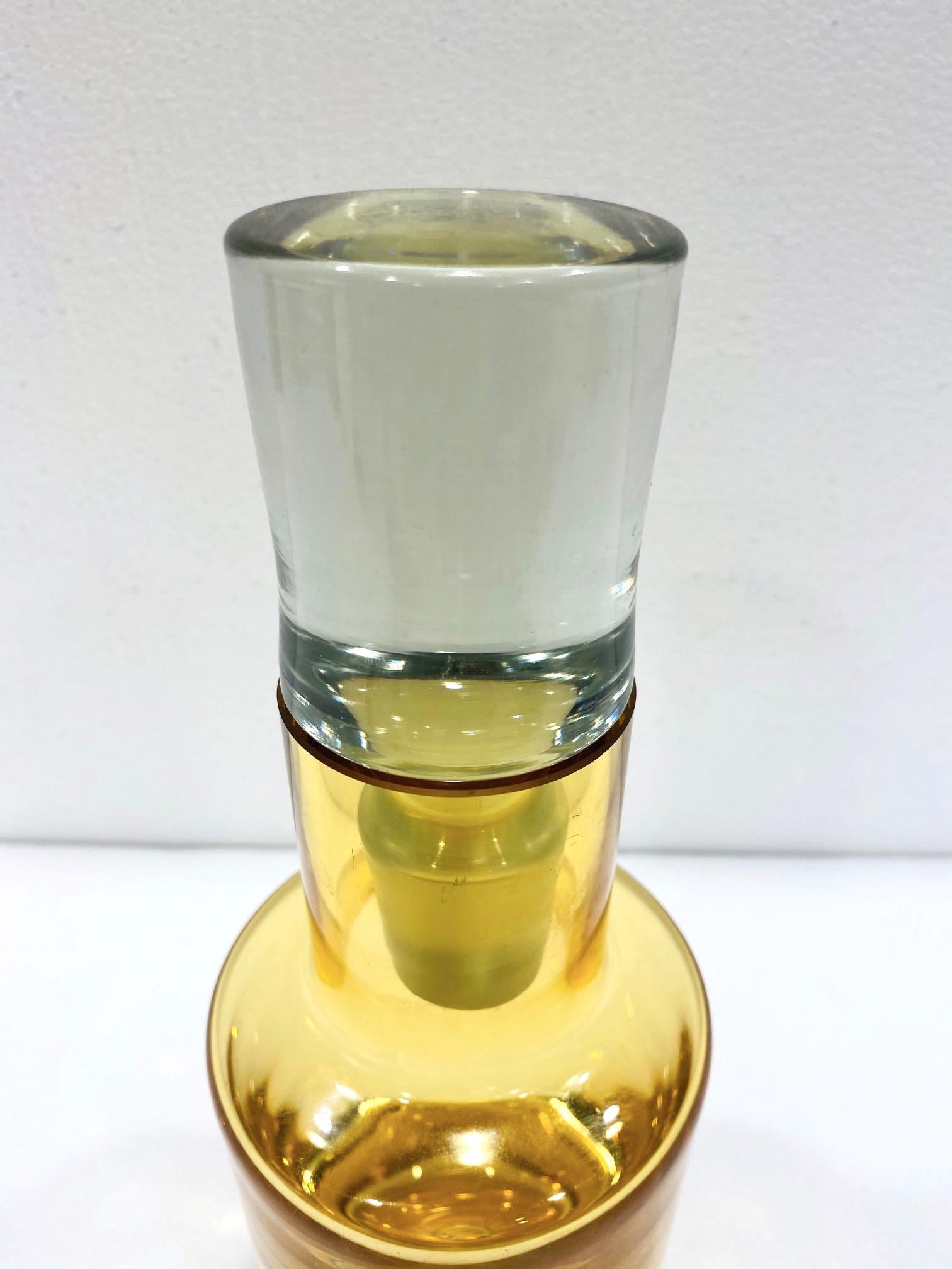 Mid-Century Modern Whiskey Decanter in Blown Yellow Glass, Scandinavia c 1970s 4