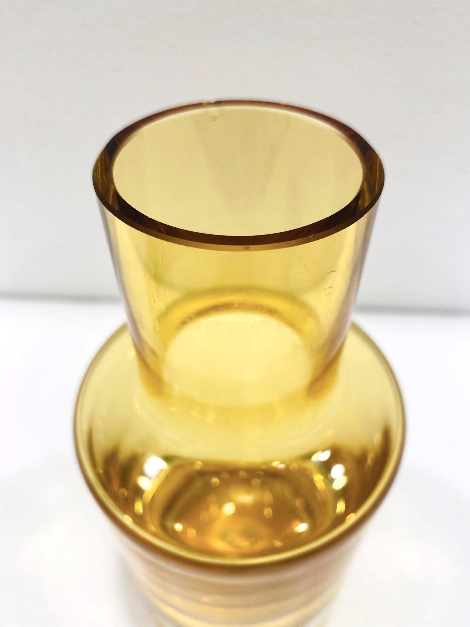 Mid-Century Modern Whiskey Decanter in Blown Yellow Glass, Scandinavia c 1970s 5