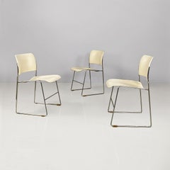 Mid-century modern white 40\4 chairs by David Rowland for GF Furniture, 1963