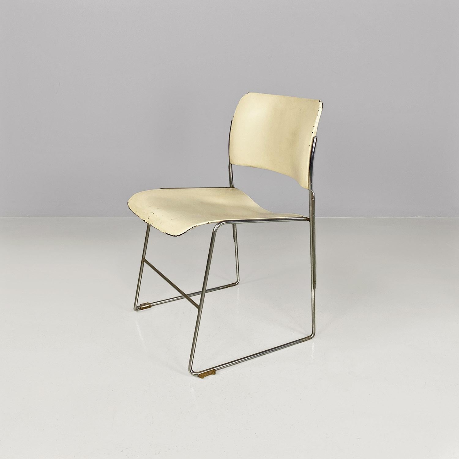 Mid-Century Modern Mid-century modern white 40\4 chairs by David Rowland for GF Furniture, 1963 For Sale