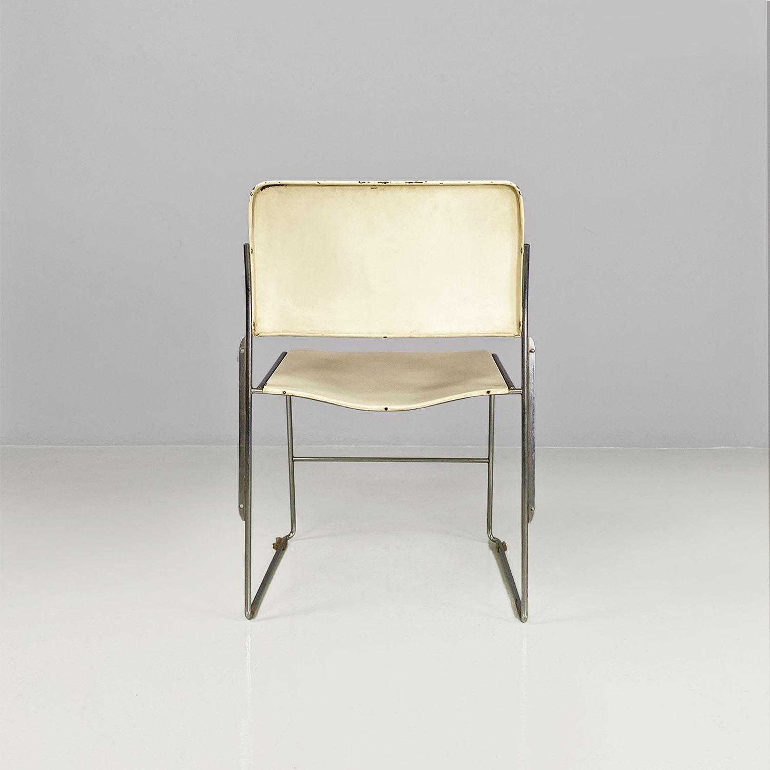 Metal Mid-century modern white 40\4 chairs by David Rowland for GF Furniture, 1963 For Sale