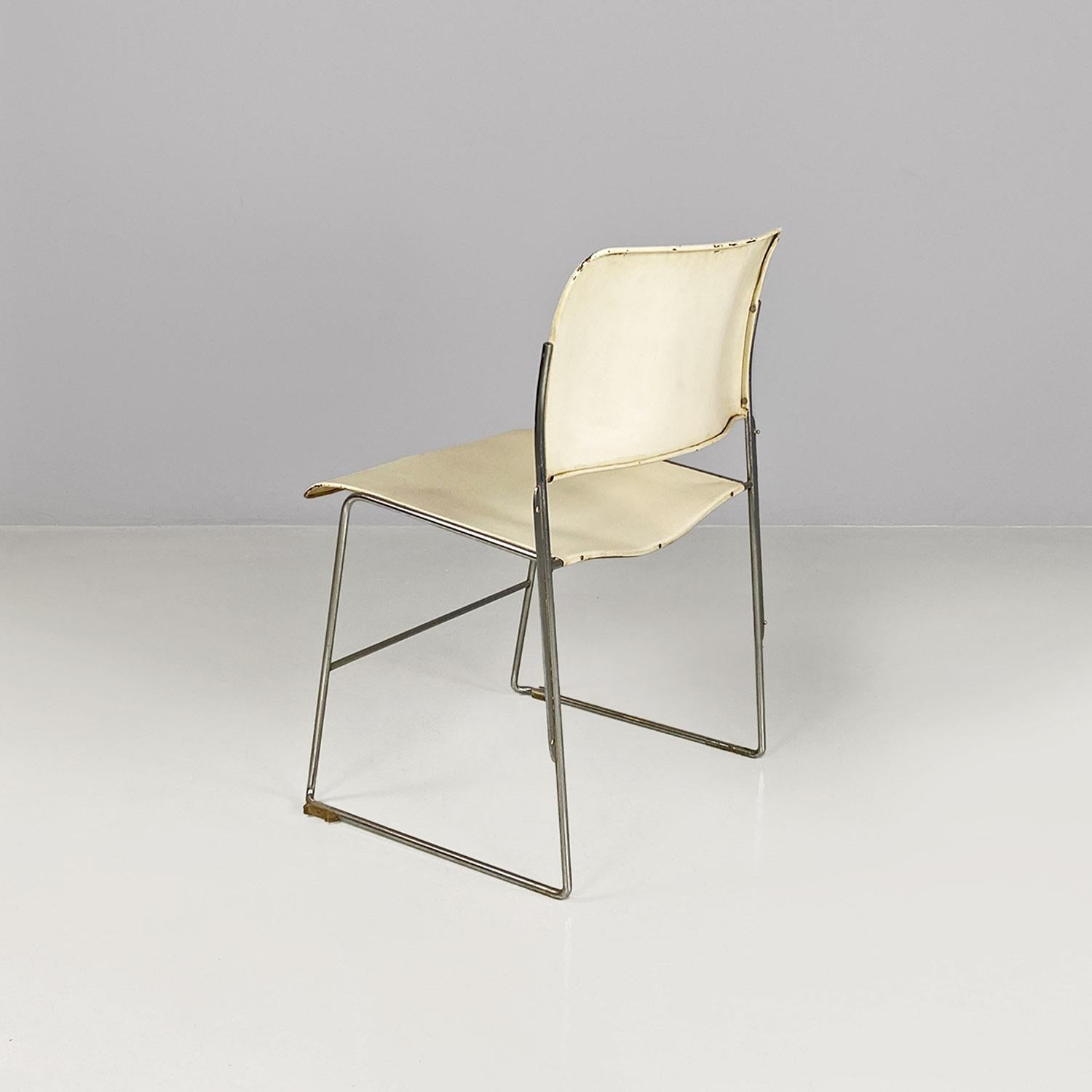 Mid-century modern white 40\4 chairs by David Rowland for GF Furniture, 1963 For Sale 1