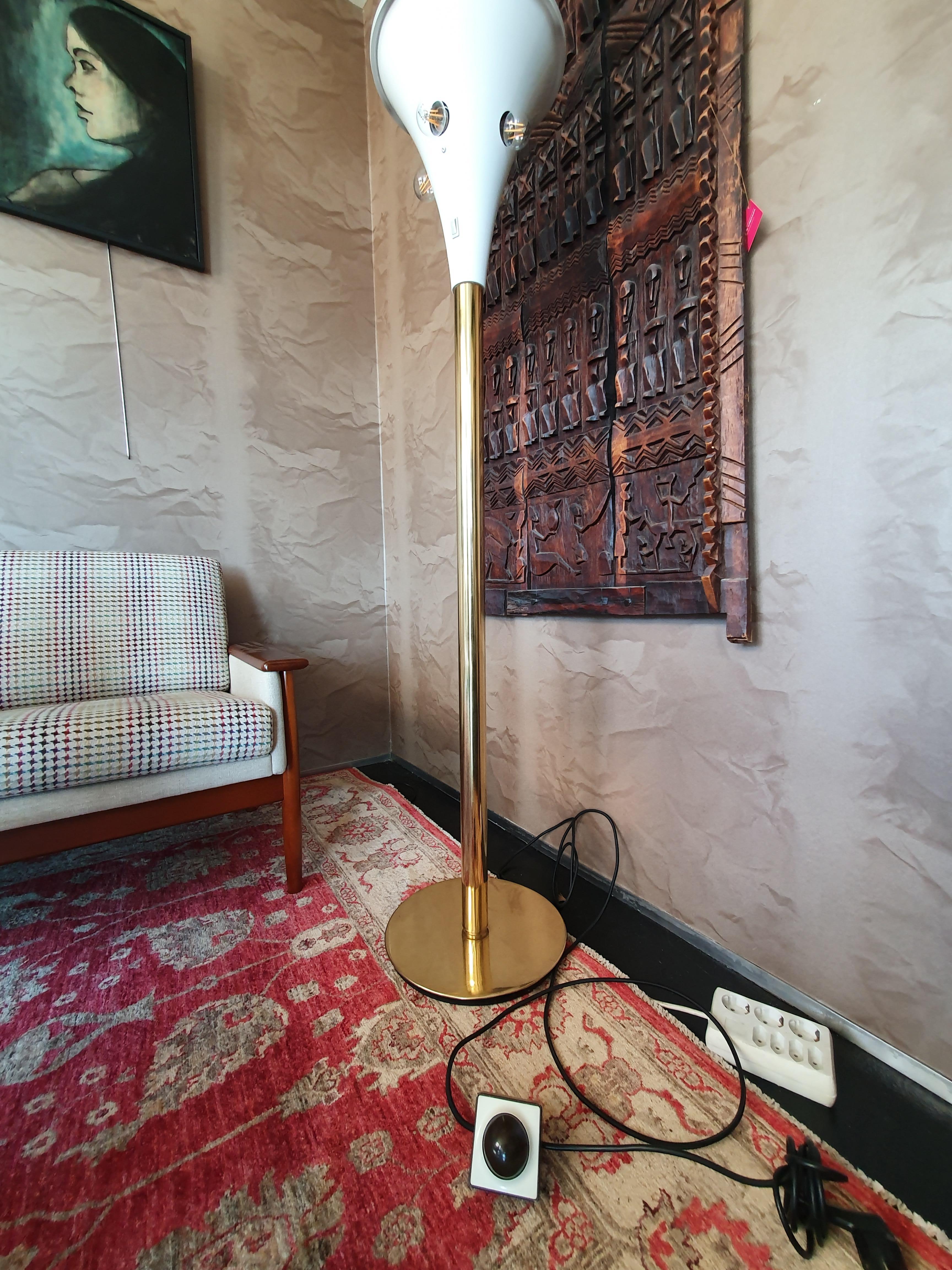 Mid-Century Modern White and Brass Floor Lamp by Staff Leuchten, Germany, 1960s 4