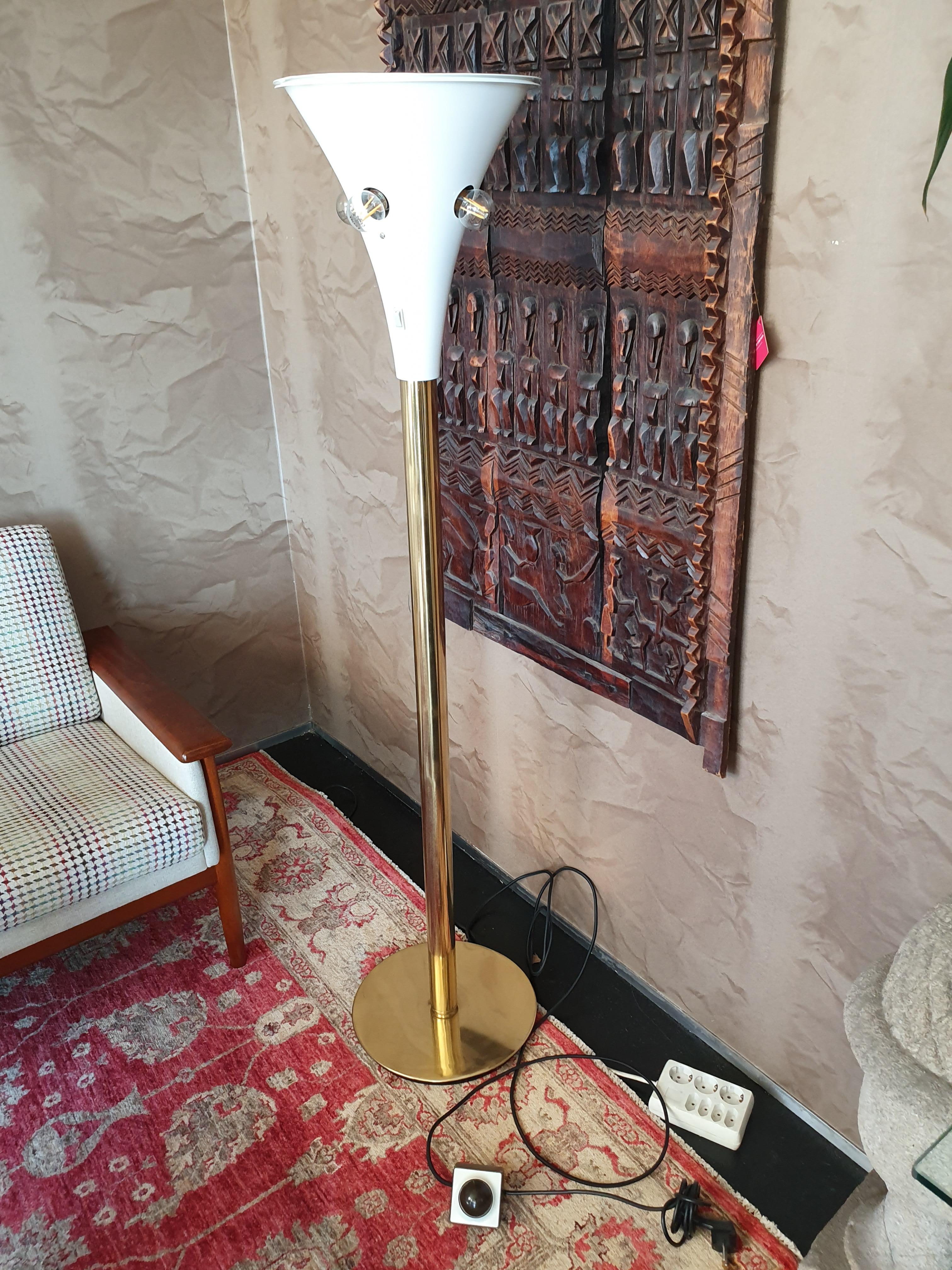 Mid-Century Modern White and Brass Floor Lamp by Staff Leuchten, Germany, 1960s 7