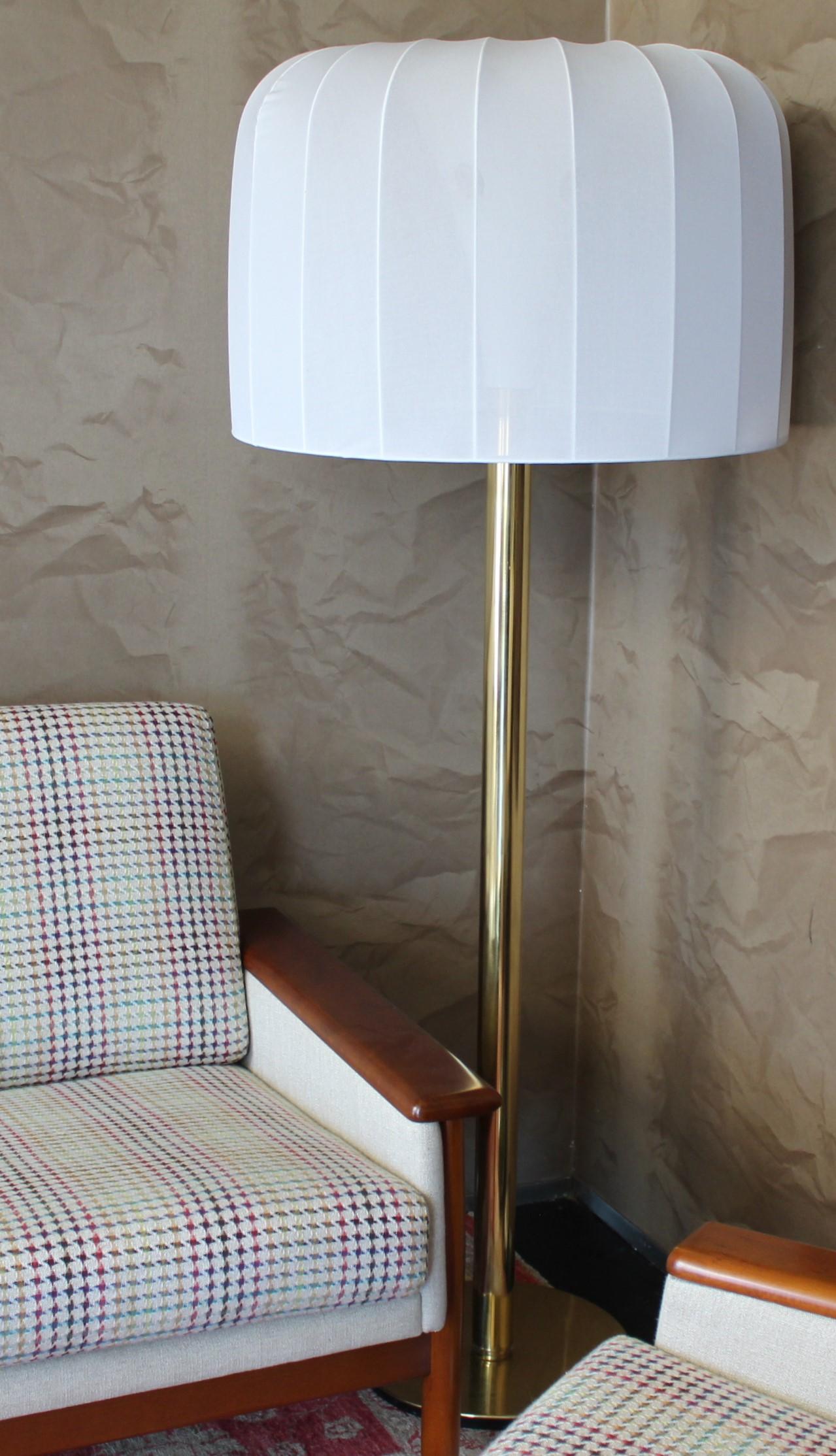 Polyester Mid-Century Modern White and Brass Floor Lamp by Staff Leuchten, Germany, 1960s