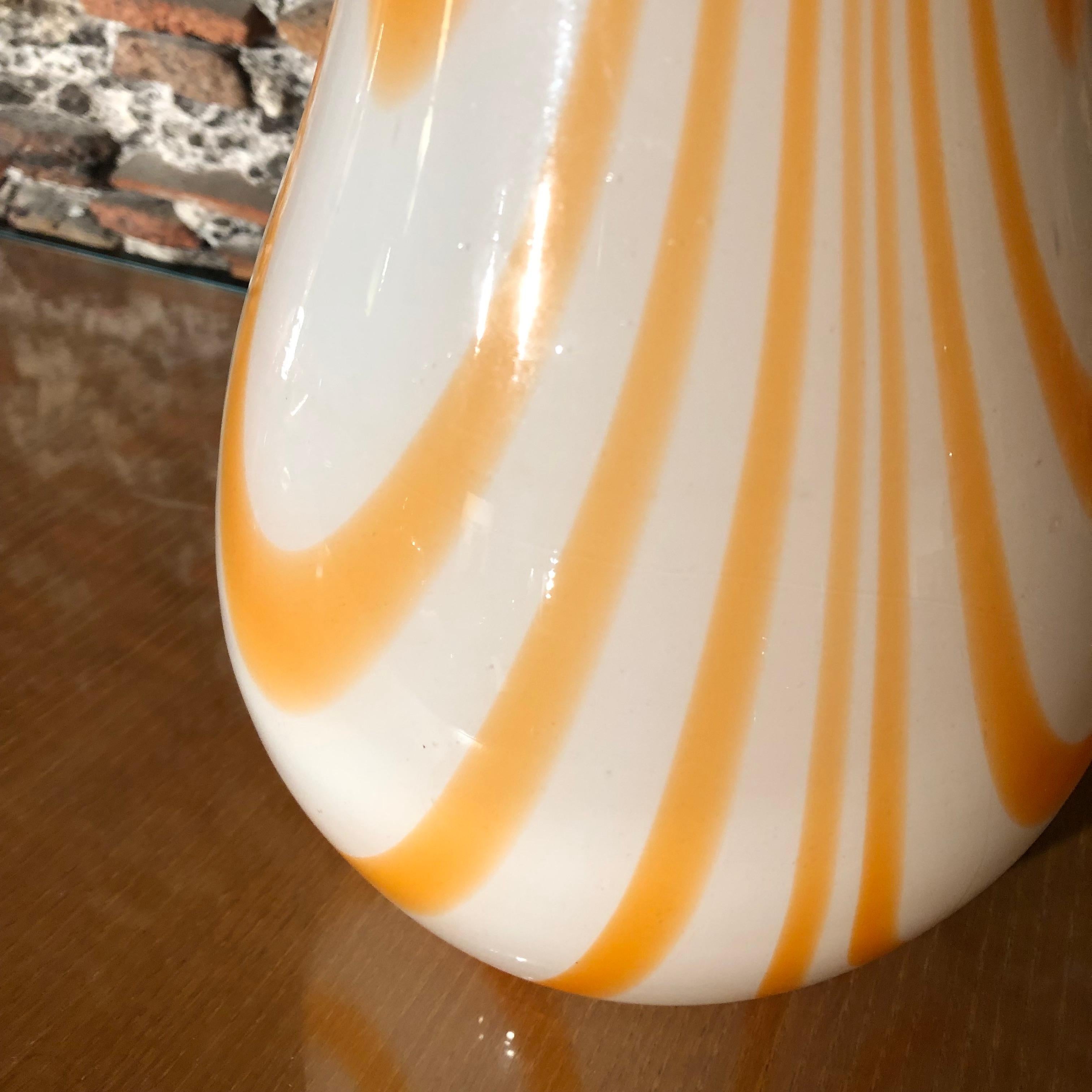 Mid-Century Modern White and Orange Opaline Murano Vase, 1970 1