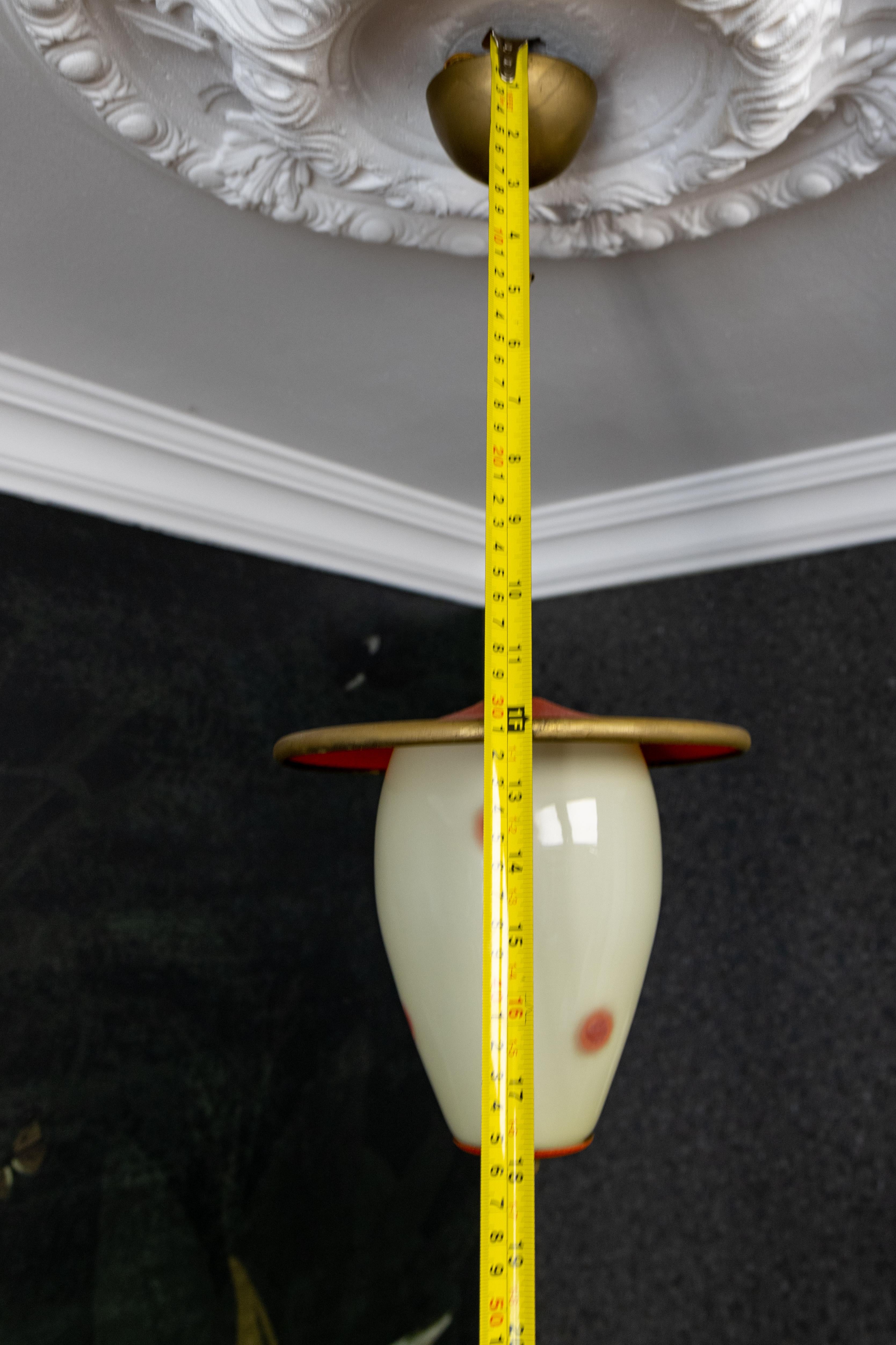 Farol colgante moderno de mediados de siglo con puntos blancos y rojos, Alemania, años 50 en venta 5