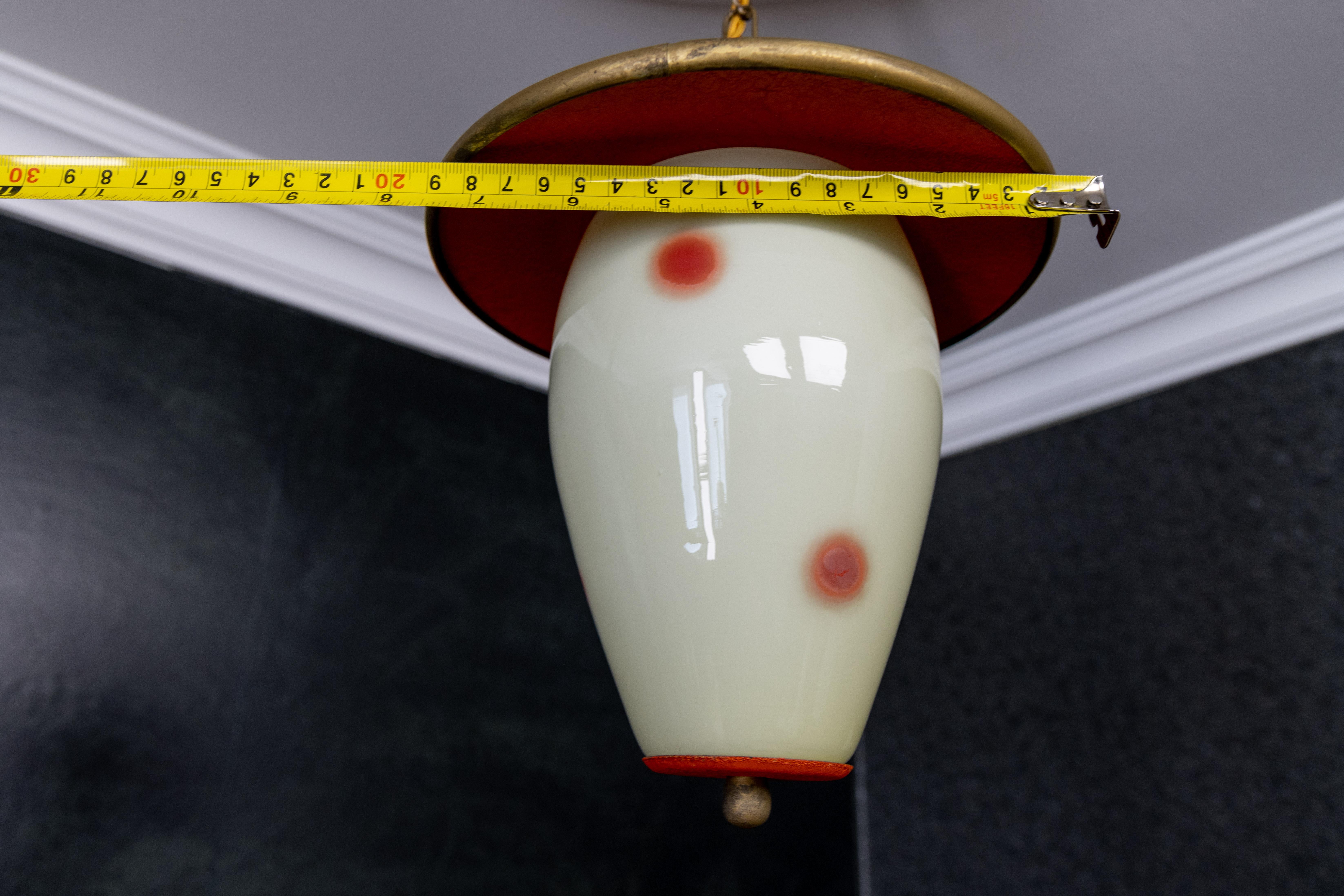 Farol colgante moderno de mediados de siglo con puntos blancos y rojos, Alemania, años 50 en venta 6