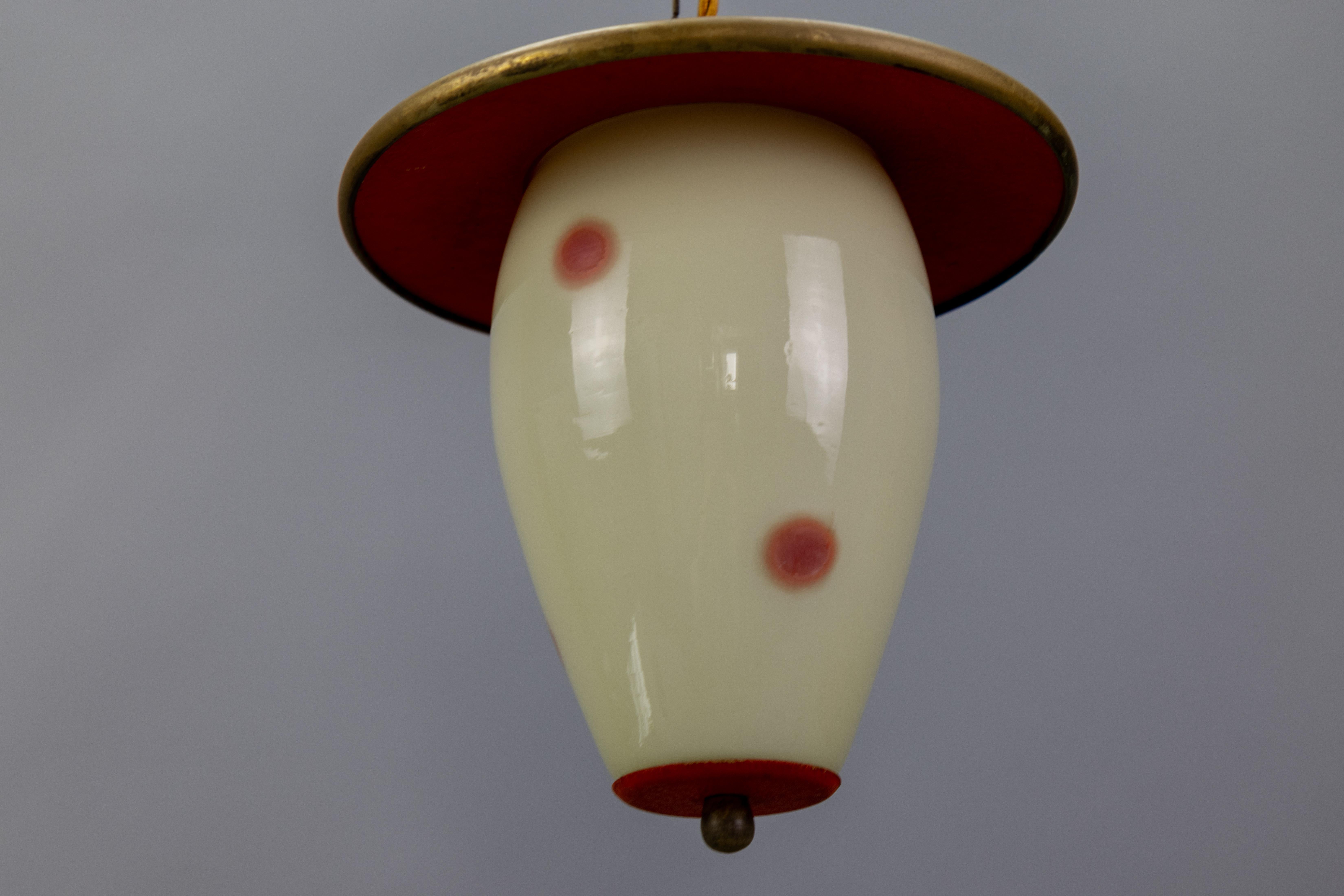 Farol colgante moderno de mediados de siglo con puntos blancos y rojos, Alemania, años 50 en venta 7