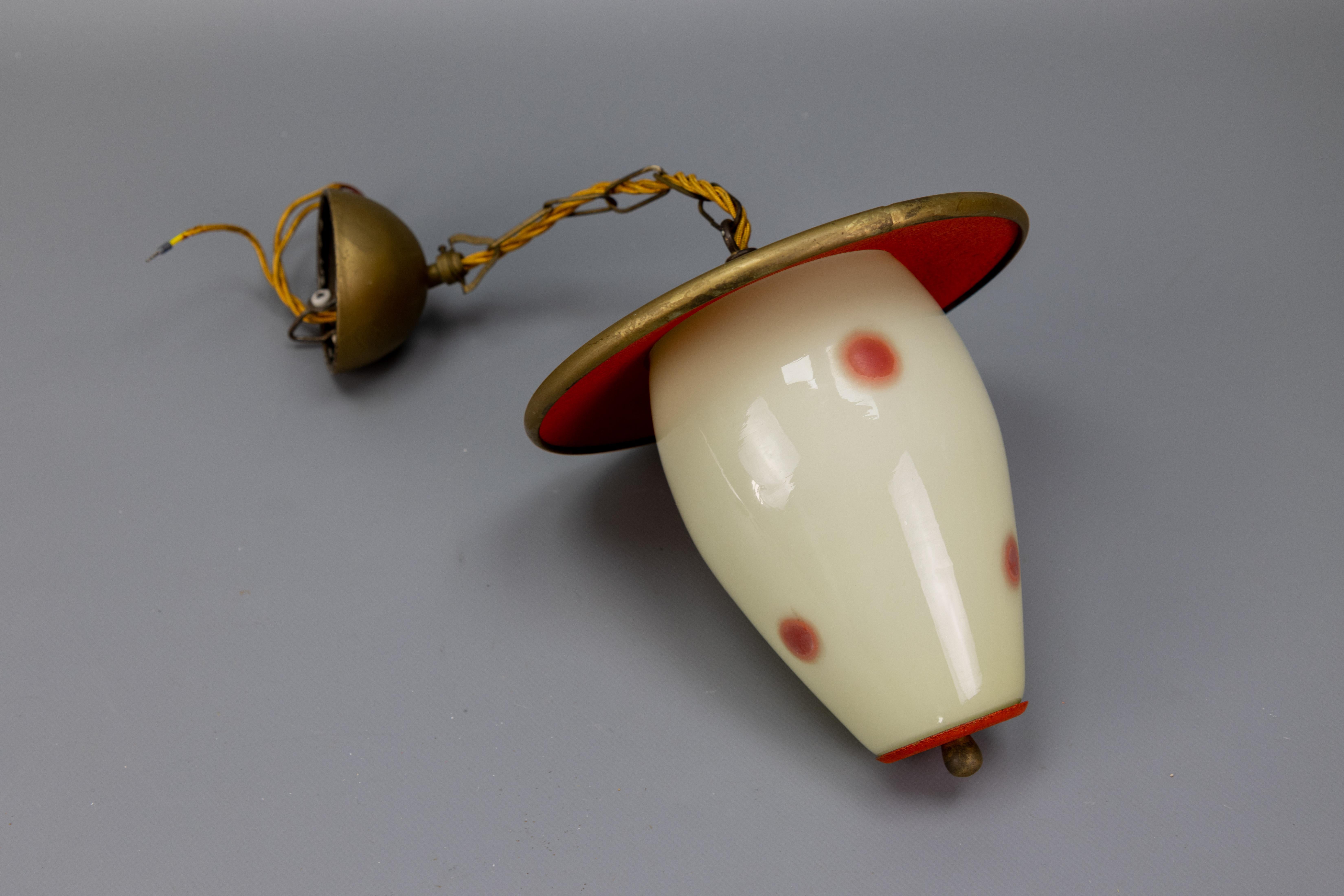 Farol colgante moderno de mediados de siglo con puntos blancos y rojos, Alemania, años 50 en venta 9